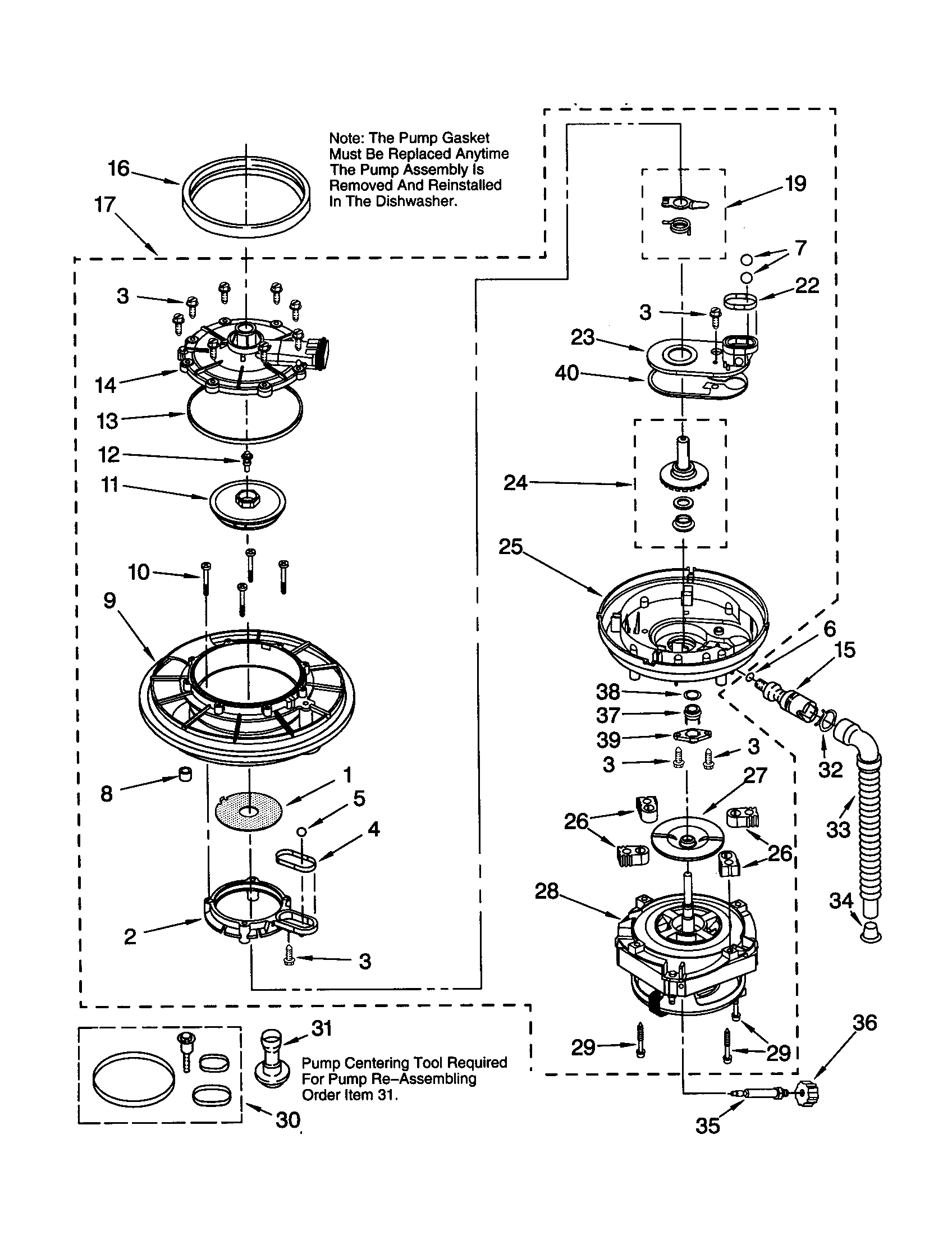 Whirlpool GU980SCGB3 pump and motor diagram