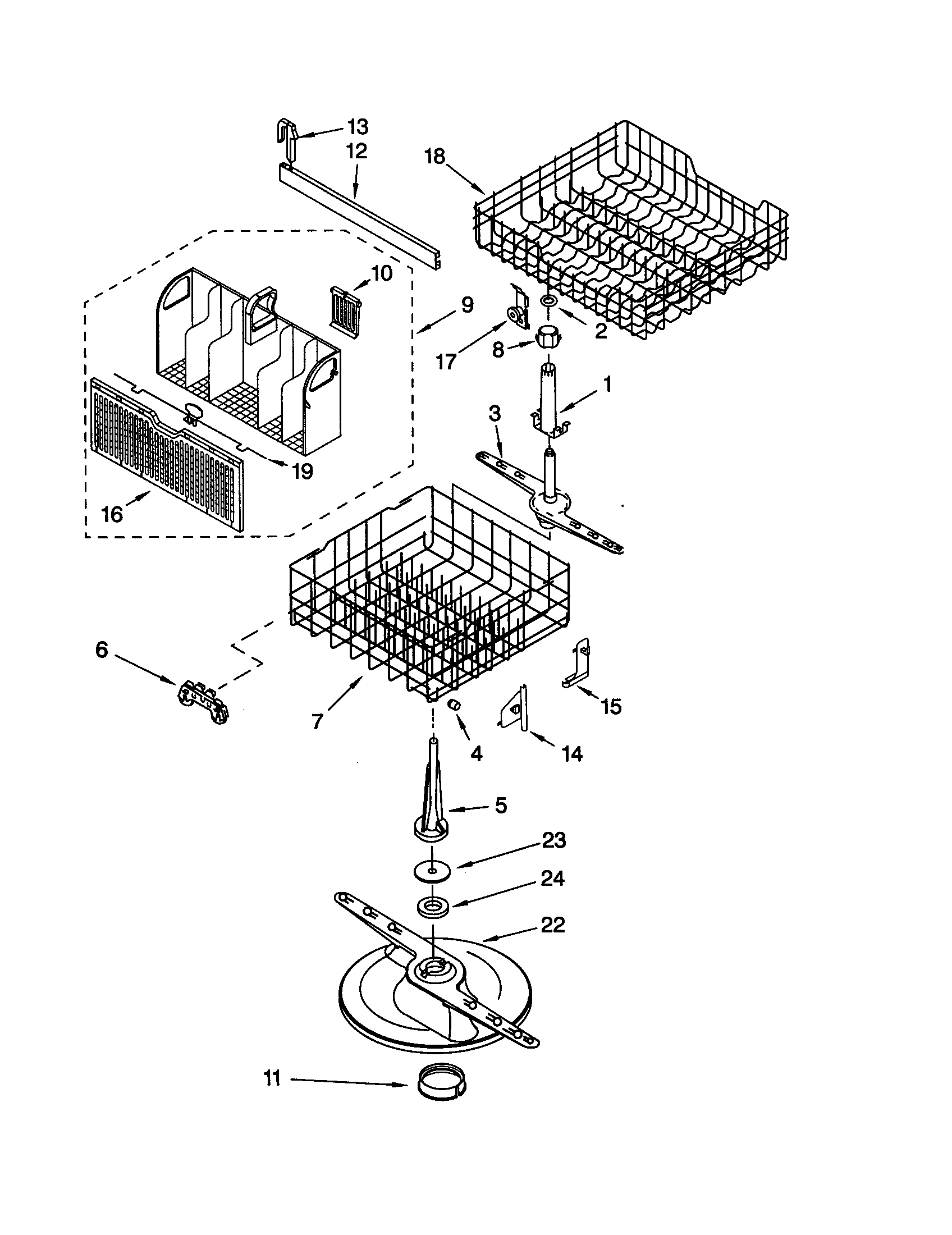 Whirlpool DU912PFGQ2 dishrack diagram