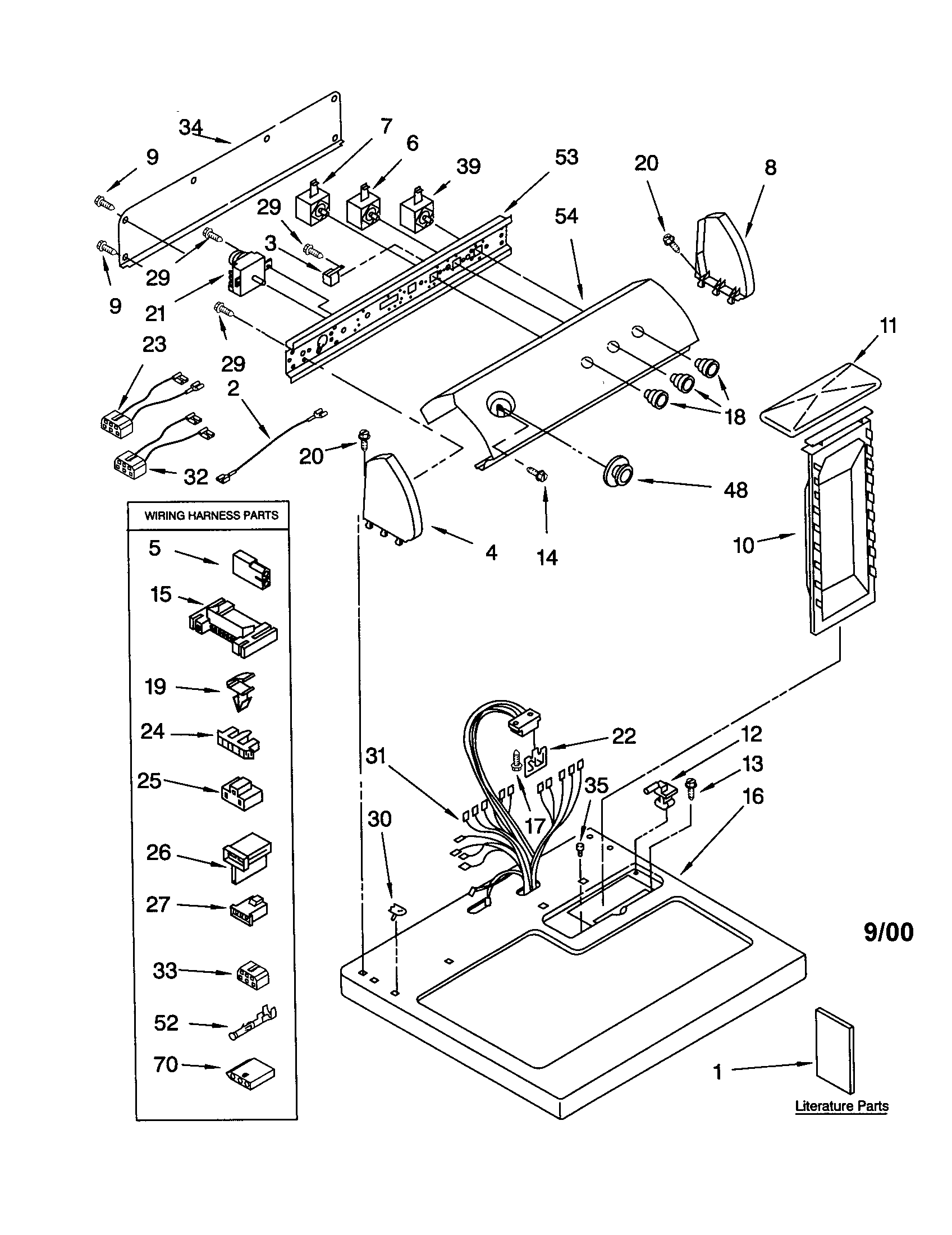 Whirlpool LGN2000JQ1 top and console diagram