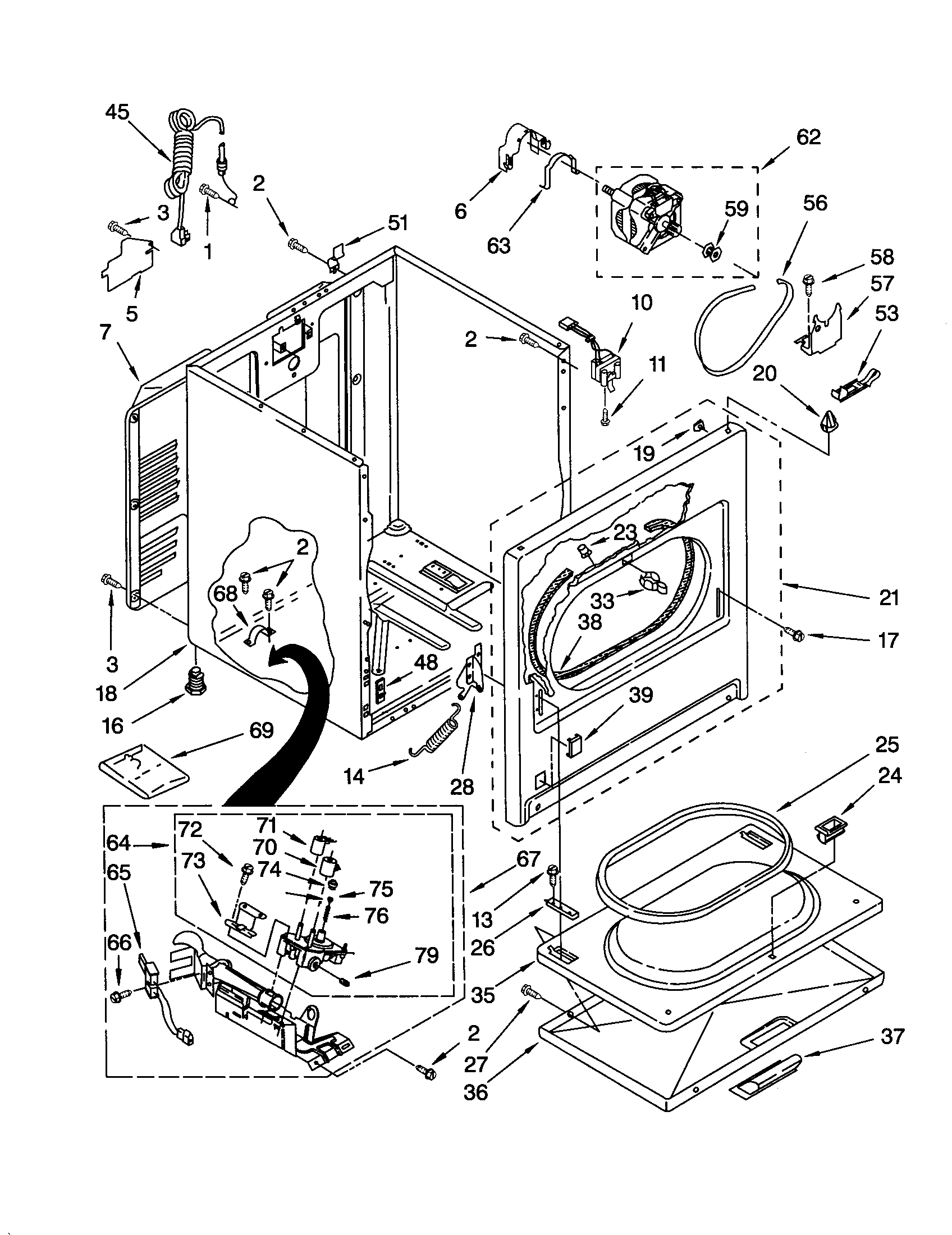 Whirlpool LGN2000JQ1 cabinet diagram