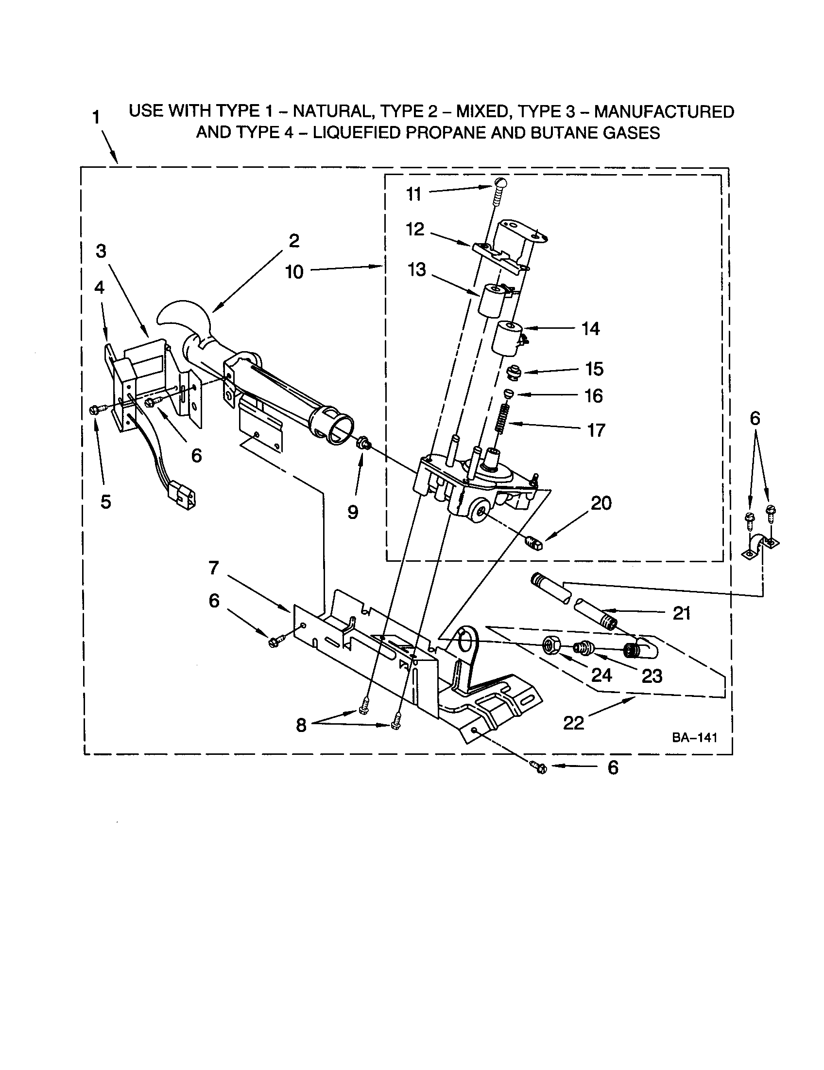 Whirlpool LGN2000JQ1 burner assembly (3402844) diagram