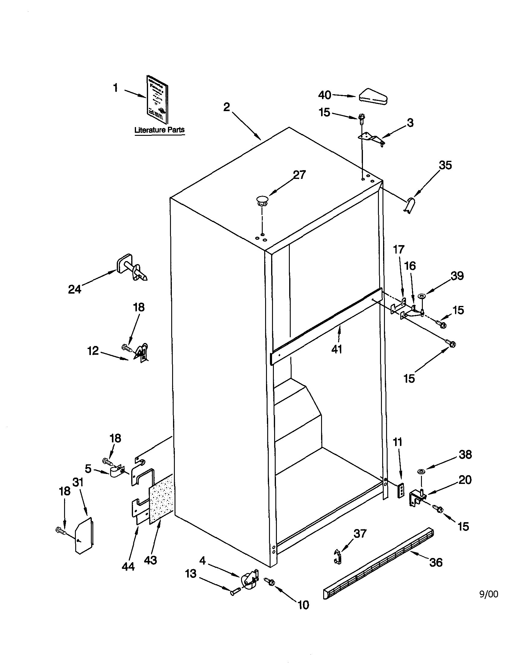 Kenmore 10660974991 cabinet diagram