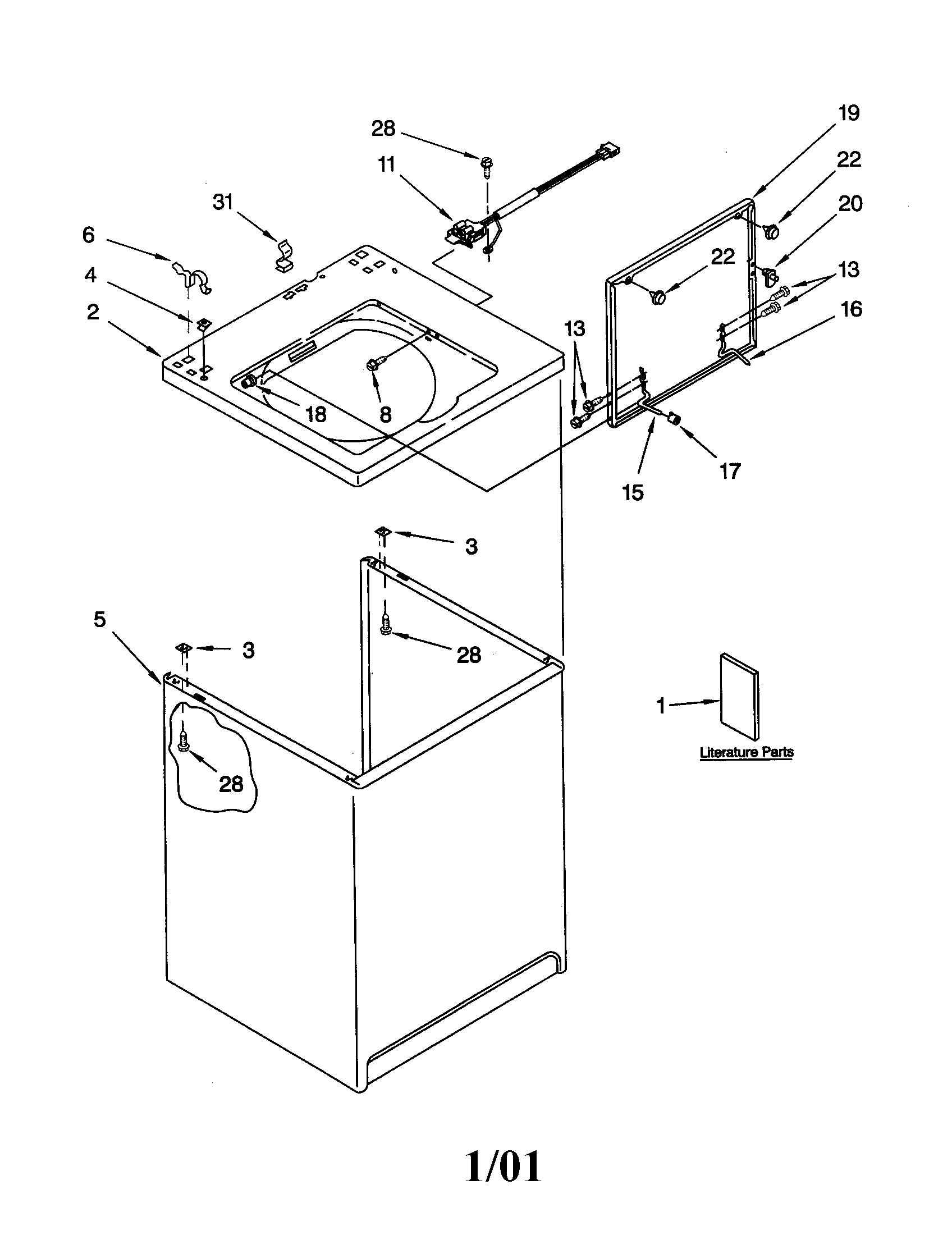 Whirlpool LBR4132JQ1 top and cabinet diagram
