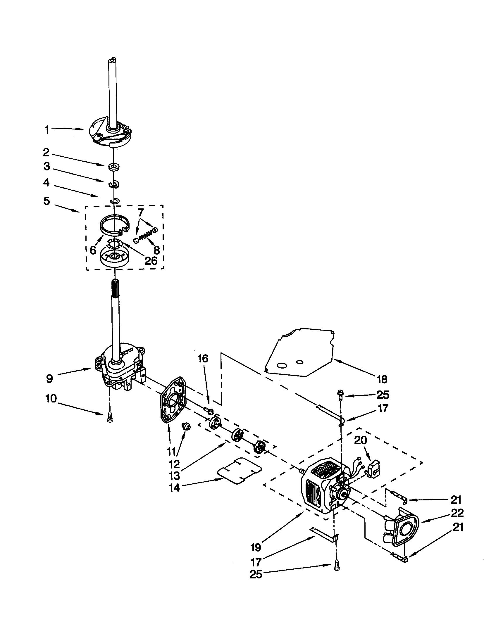 Whirlpool LBR4132JQ1 brake/clutch/gearcase/motor/pump diagram