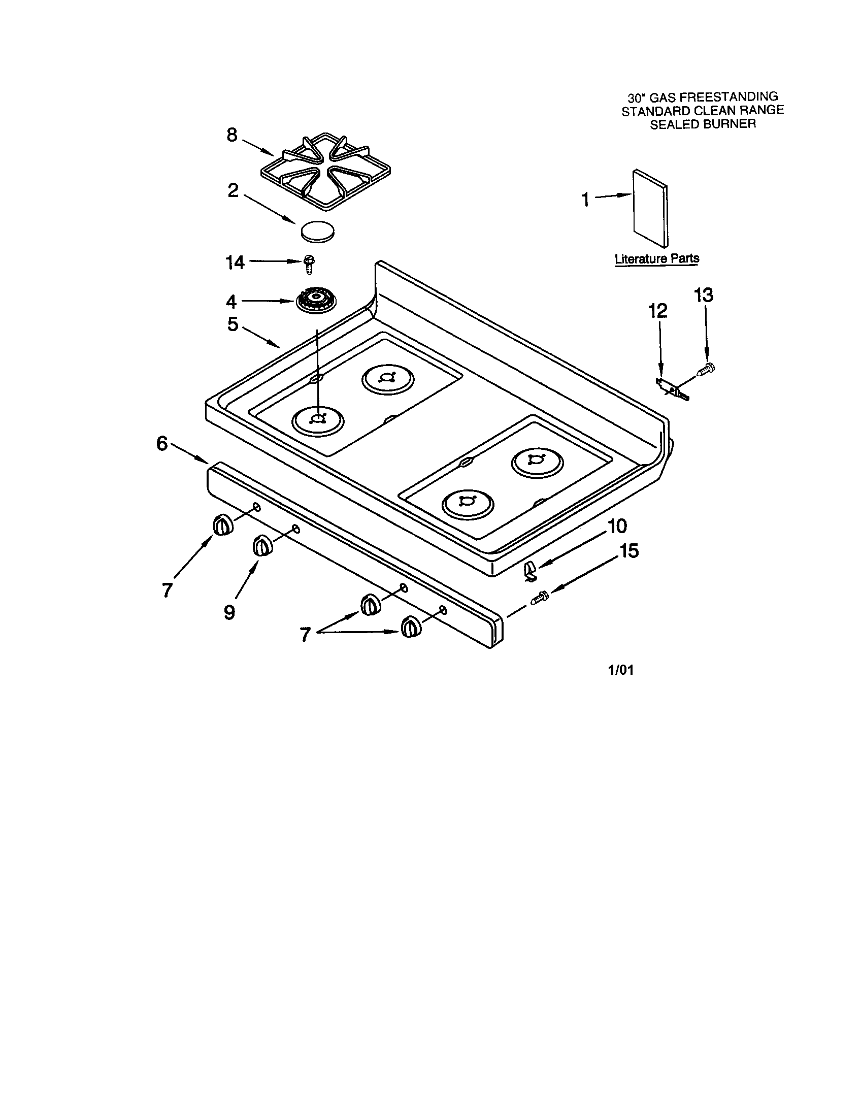 Whirlpool SF315PEGQ5 cooktop diagram