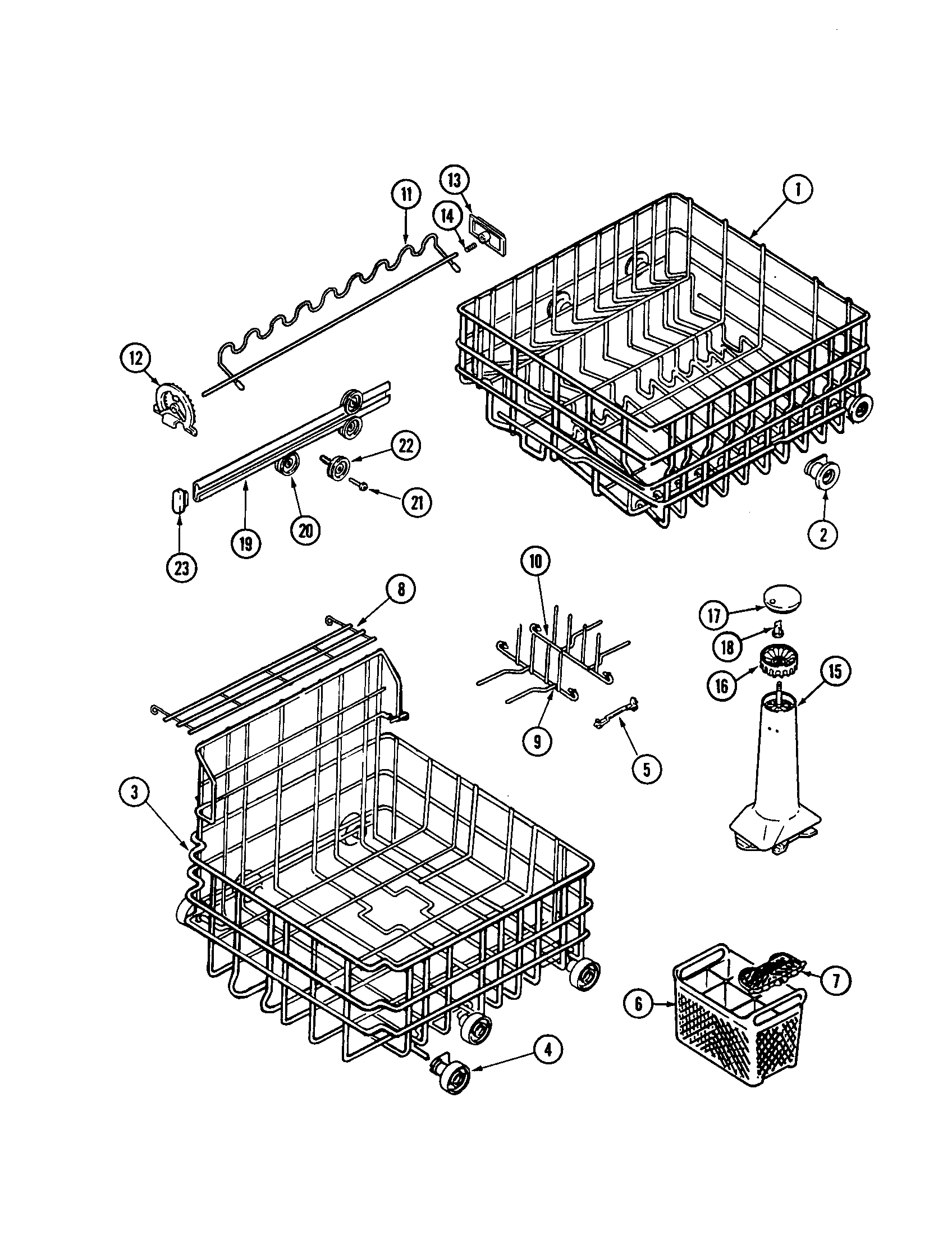 Maytag DWC7602ABE track and racks diagram