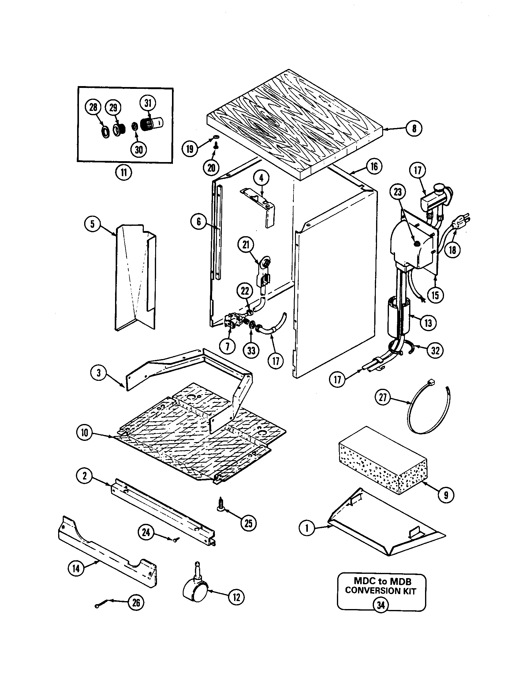 Maytag DWC7602ABE cabinet/faucet coupler diagram
