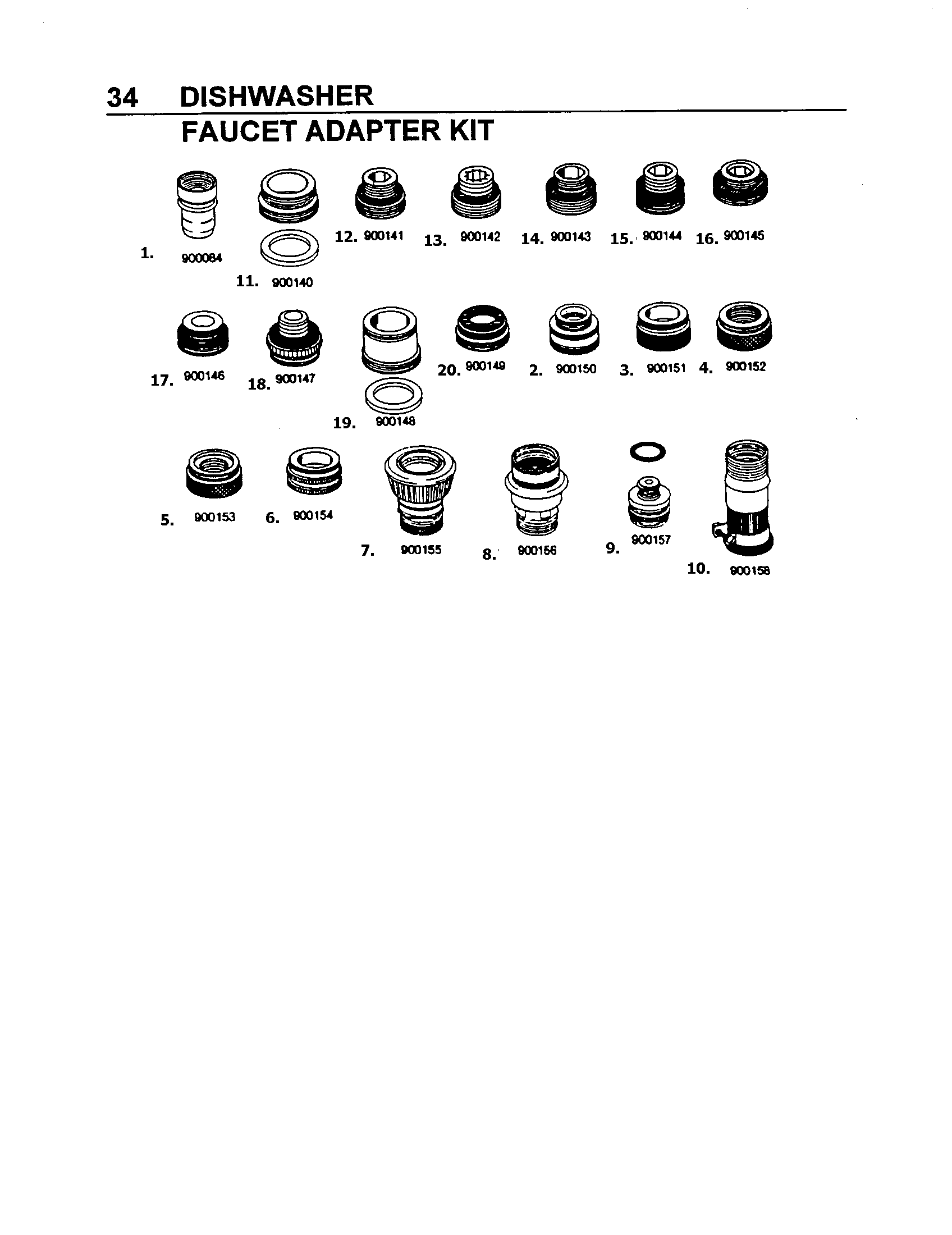Maytag DWC7602ABE faucet adapter kit diagram