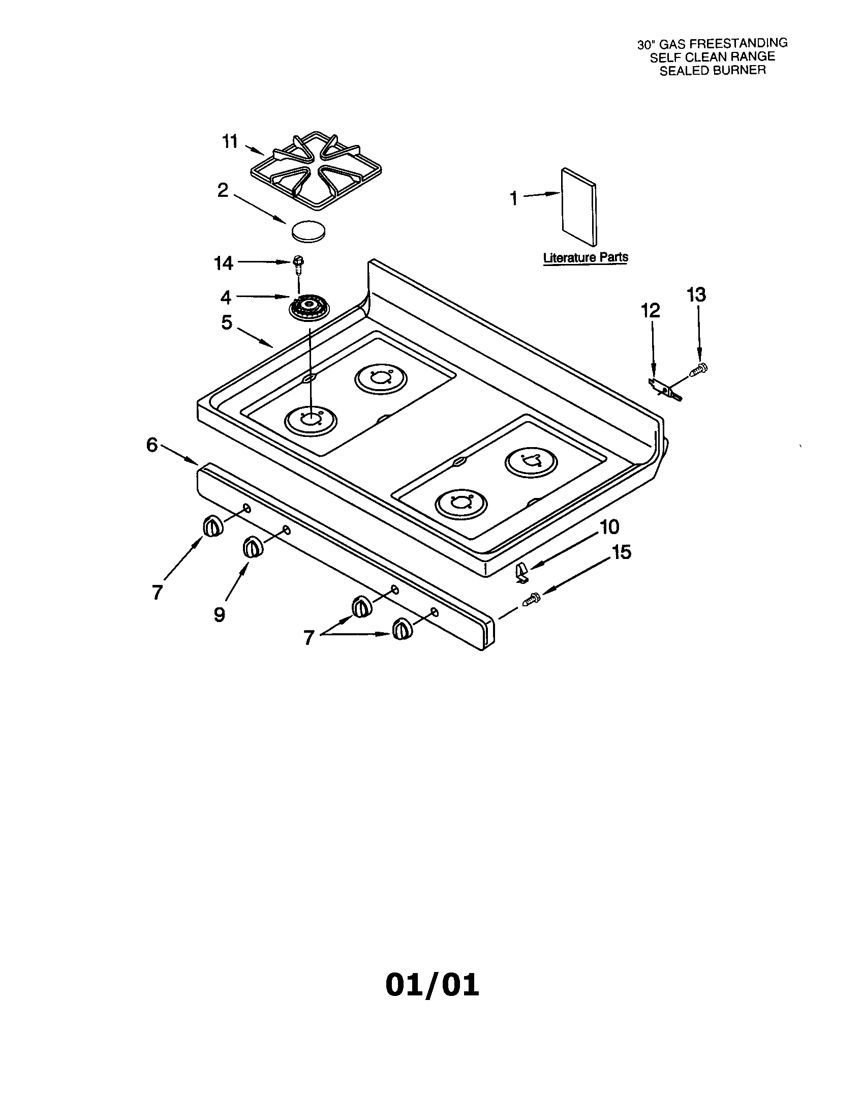 Whirlpool SF367LEHW7 cooktop diagram