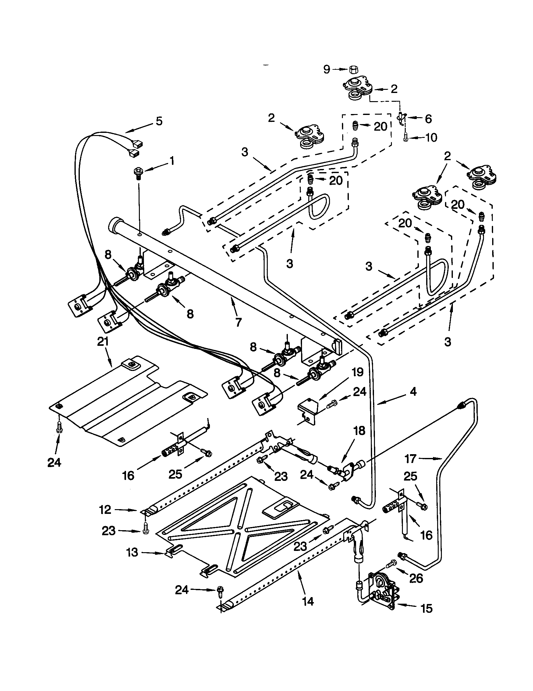 Whirlpool SF367LEHW7 manifold diagram