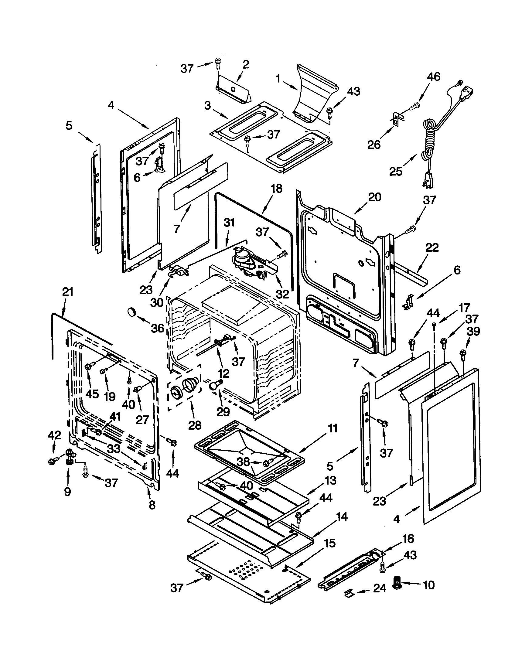 Whirlpool SF367LEHW7 chassis diagram
