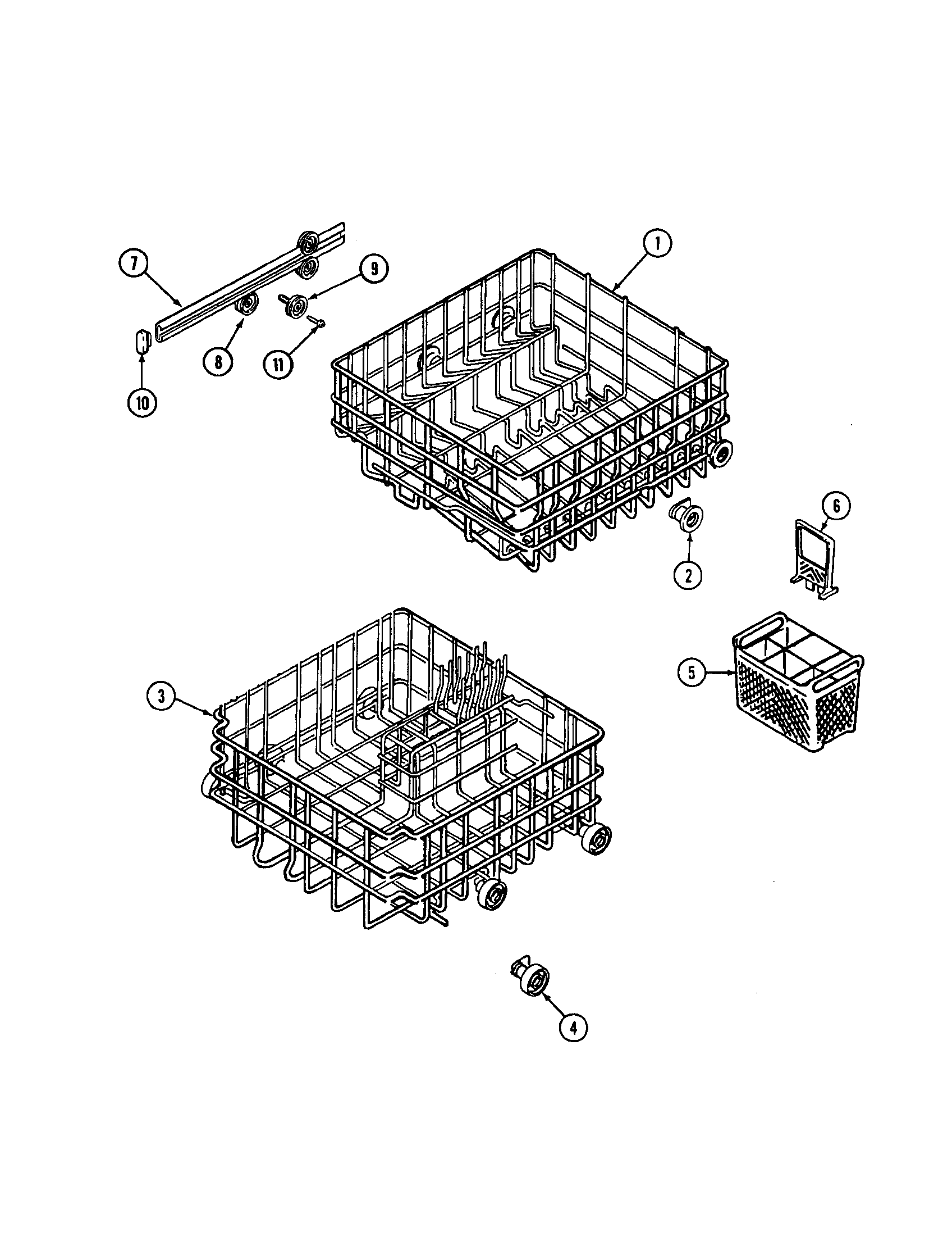 Maytag PDB1420AWX track and rack assembly diagram