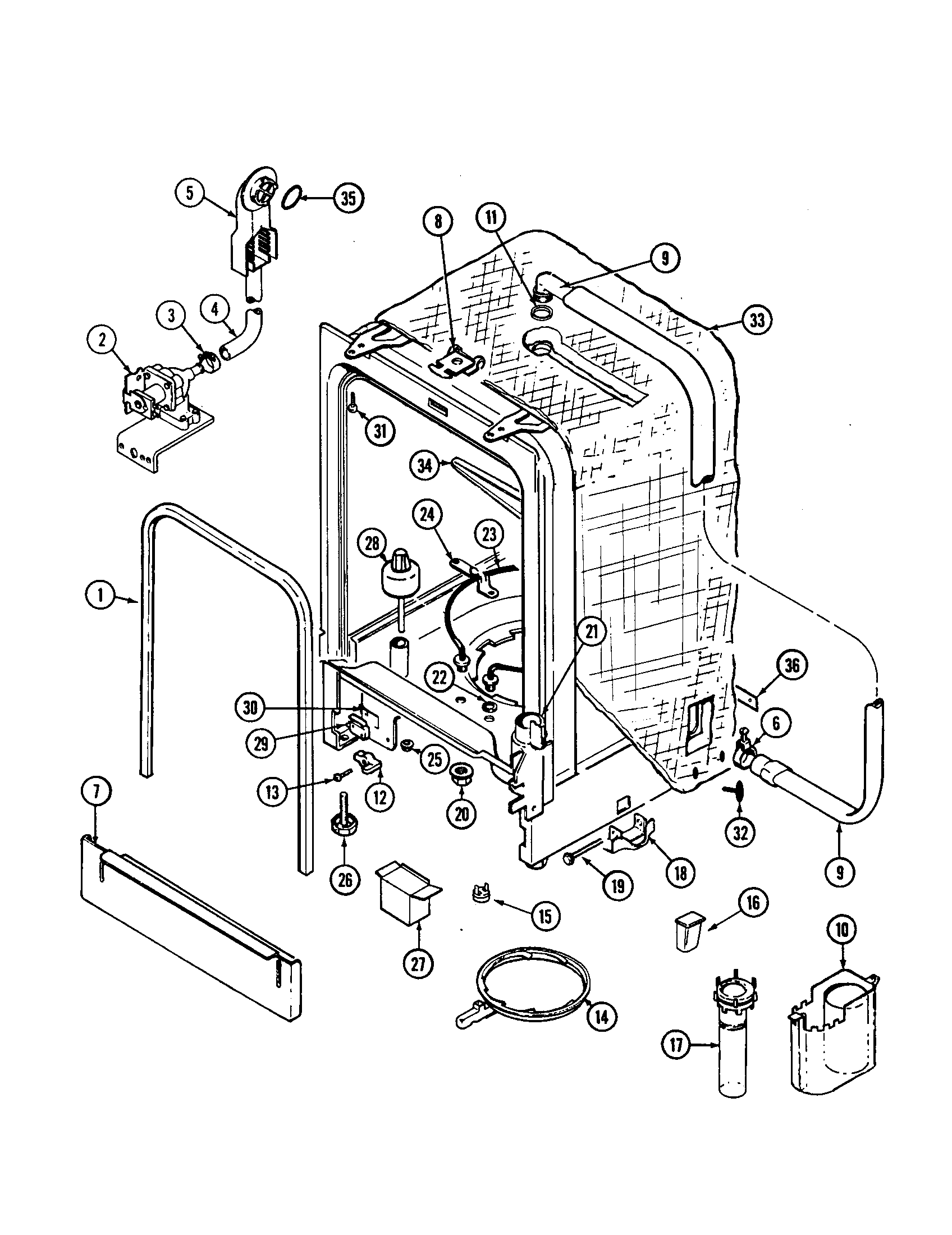 Maytag PDB1420AWX tub diagram