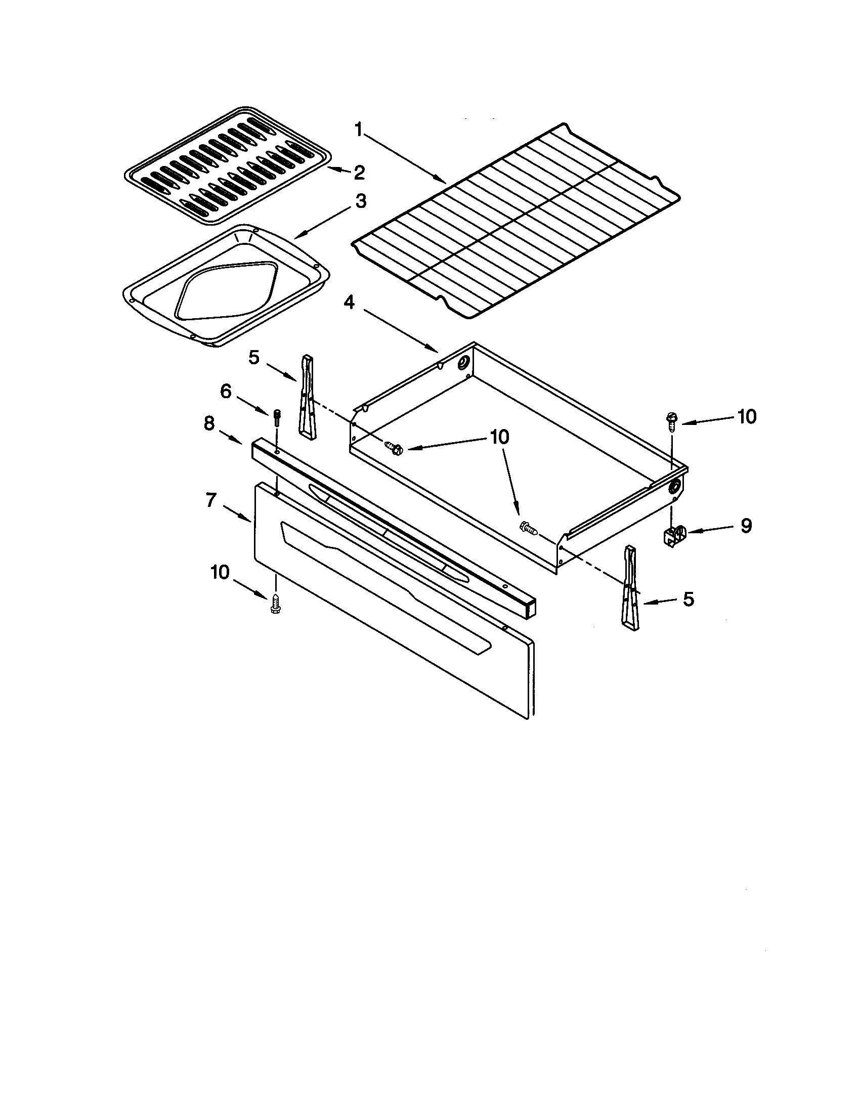 Kenmore 66592002100 drawer and broiler diagram