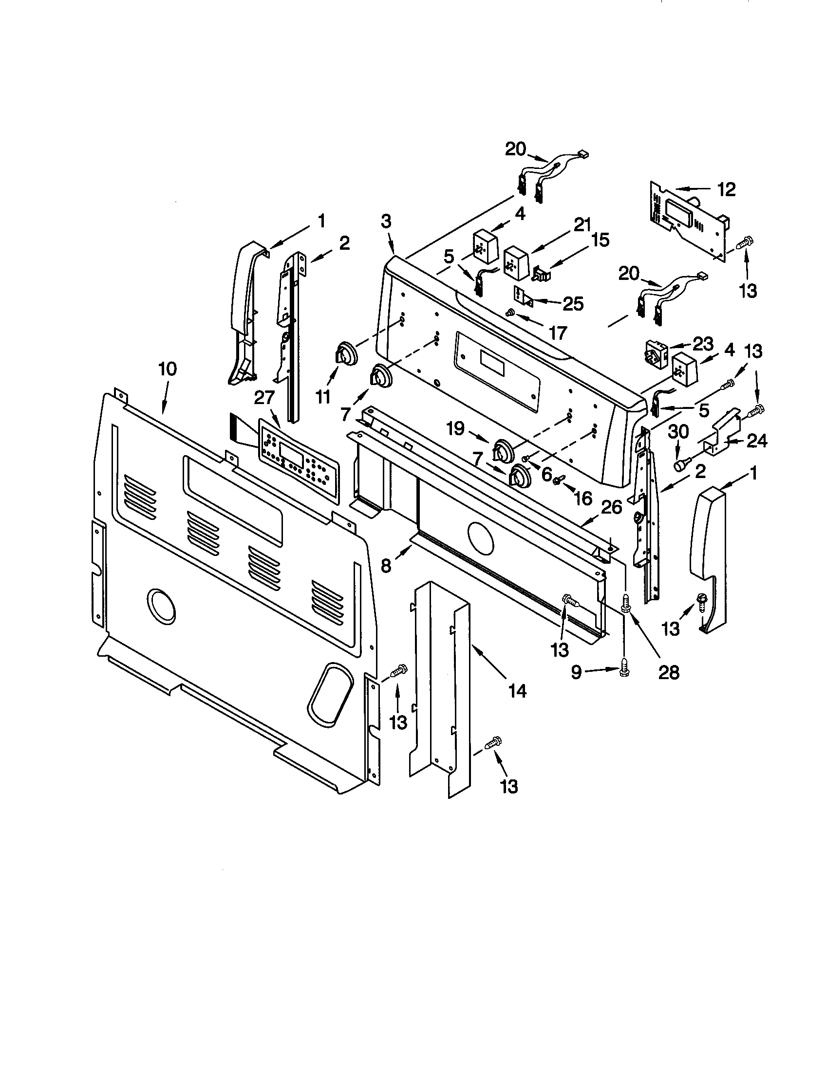 Kenmore 66595012100 control panel diagram