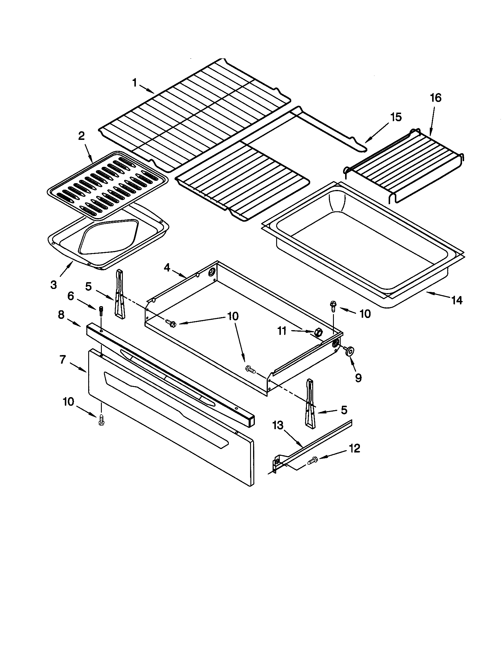 Kenmore 66595012100 drawer and broiler diagram