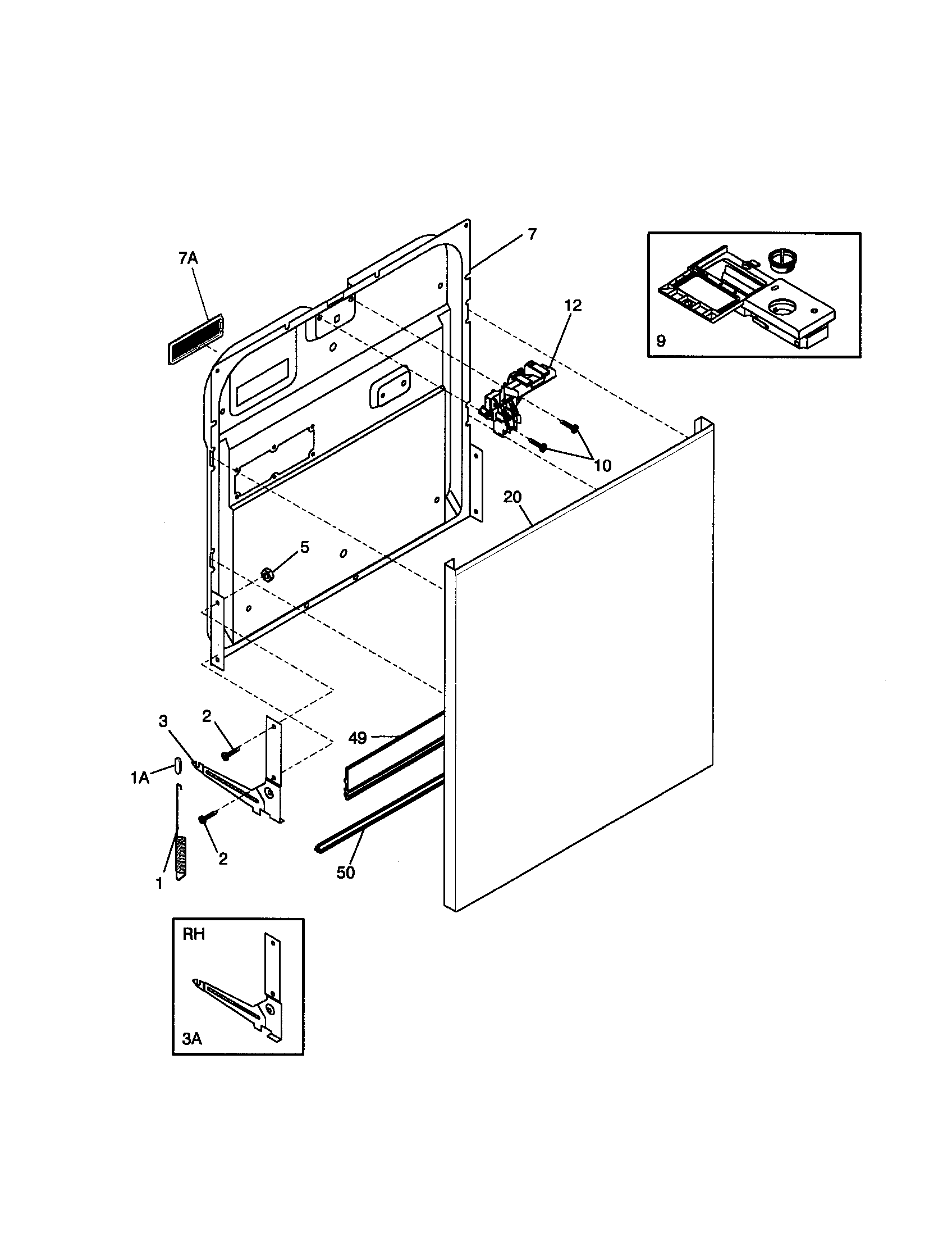 Frigidaire FDB125RHD0 door diagram