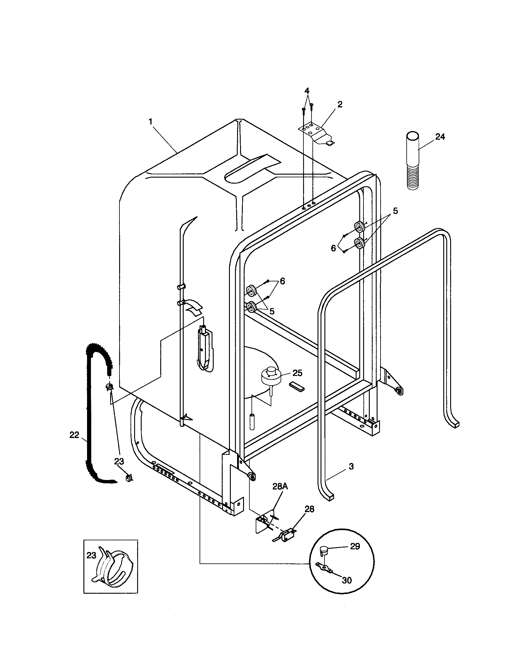 Frigidaire FDB125RHD0 tub diagram