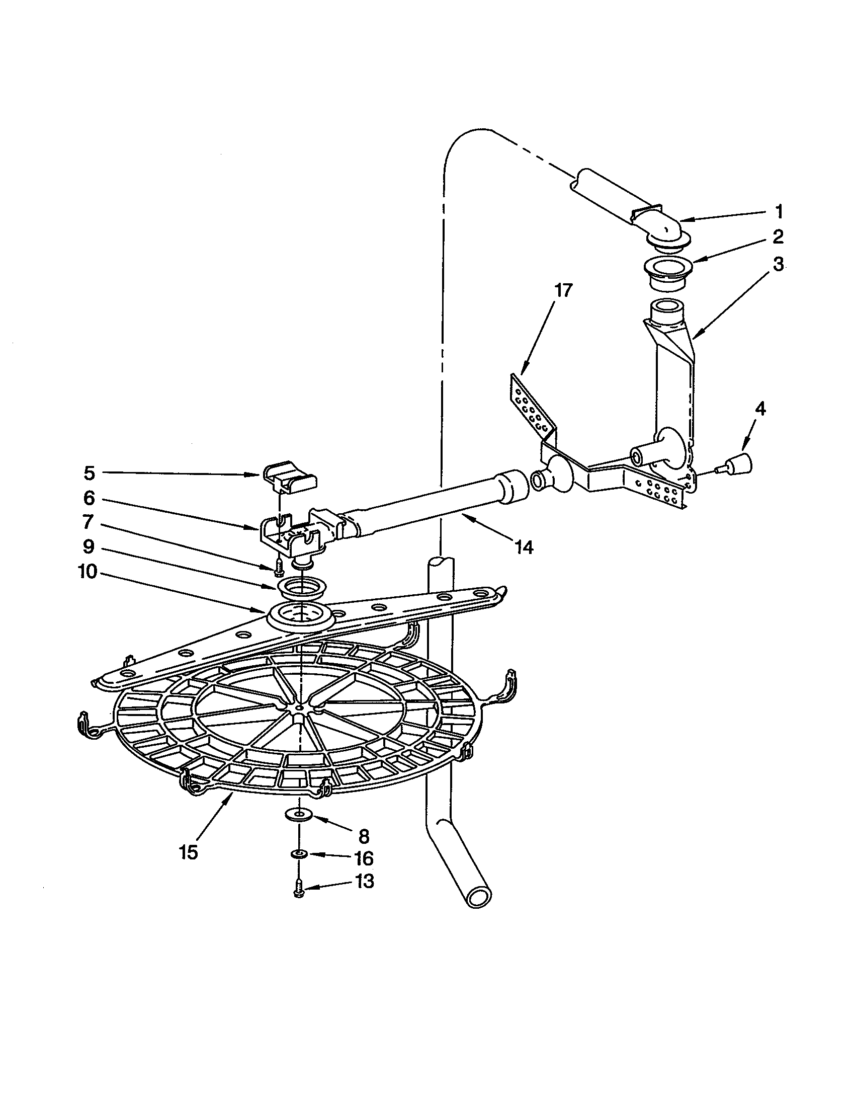 KitchenAid KUDS230BAL0 upper wash and rinse diagram