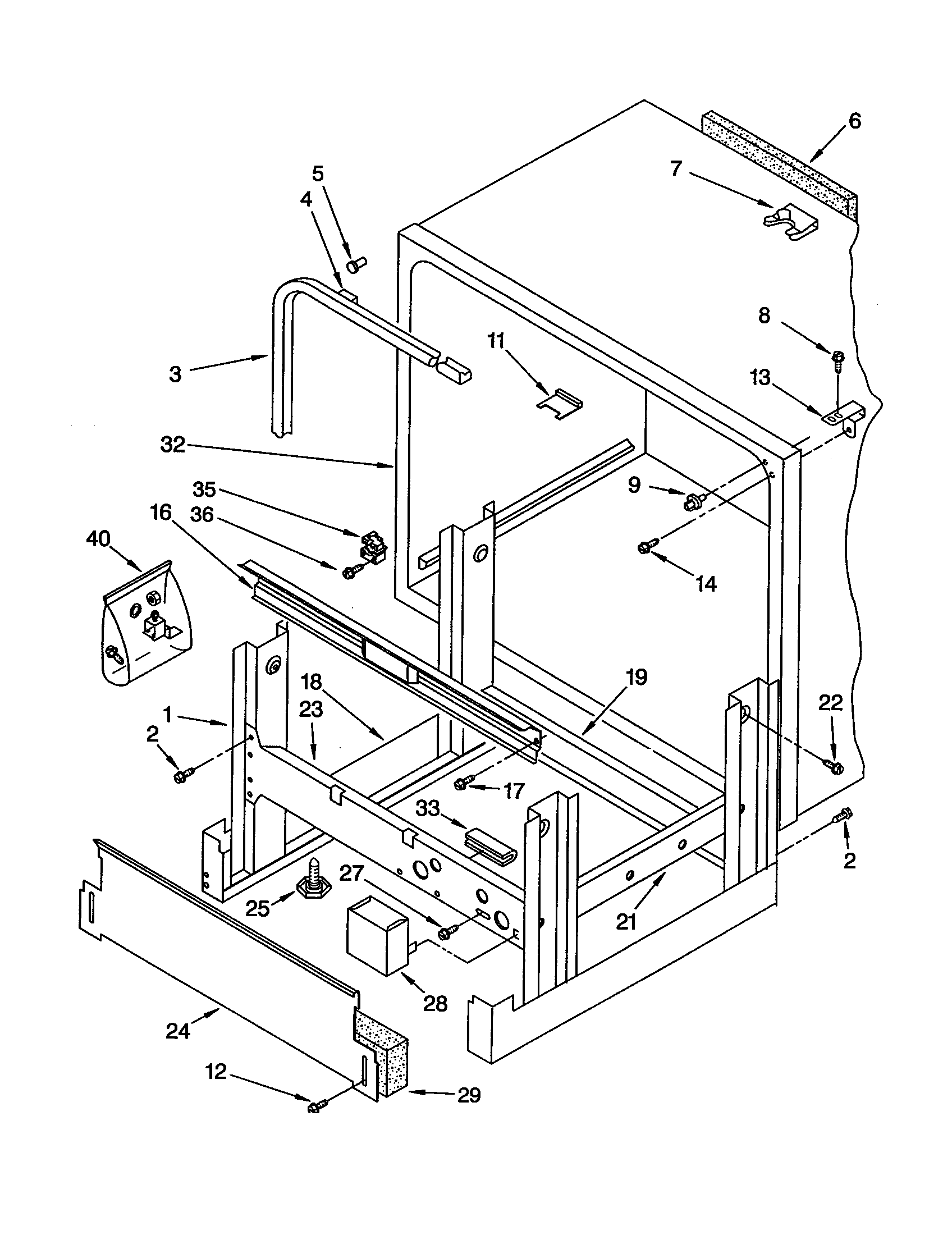 KitchenAid KUDS230BAL0 frame and tank diagram