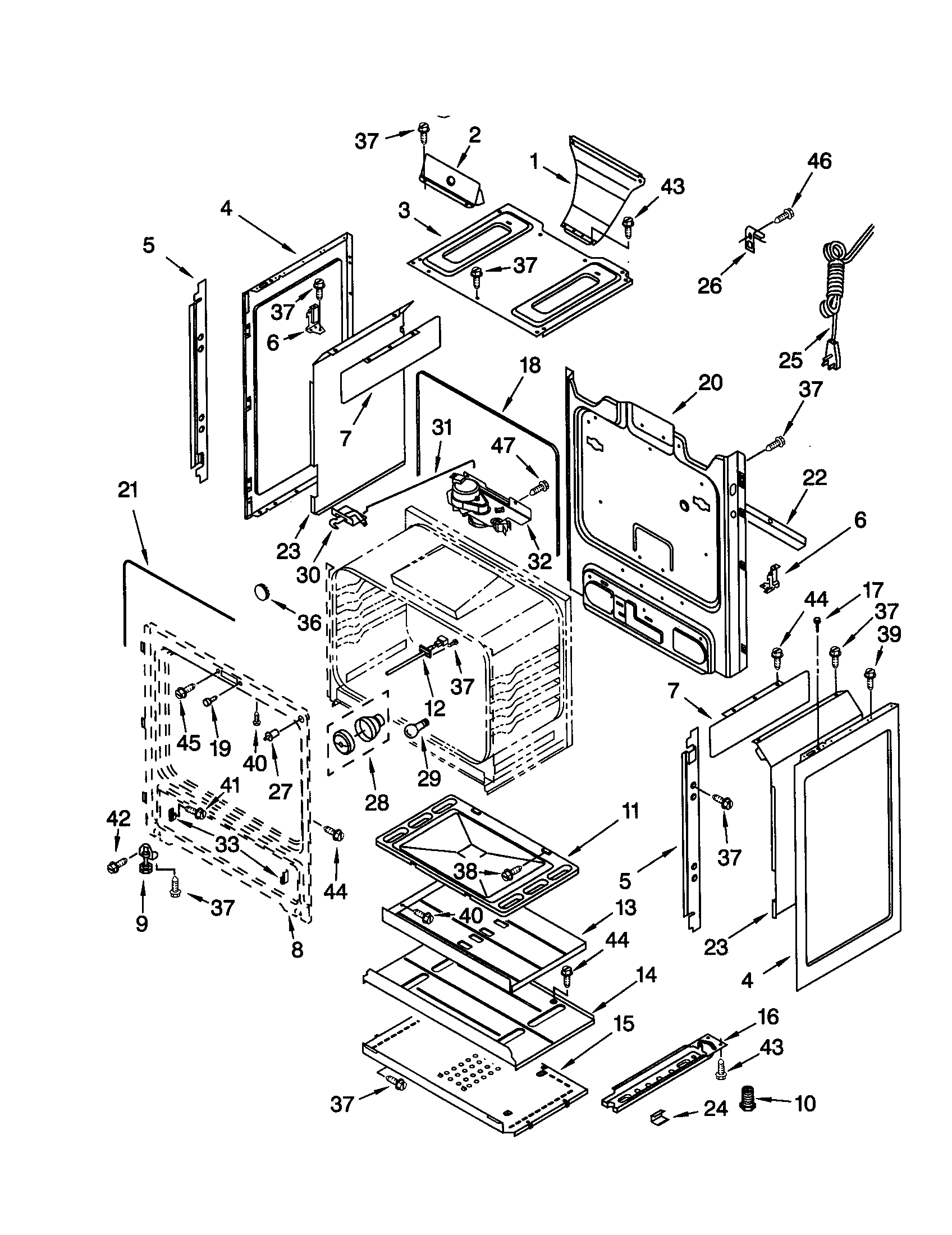 Whirlpool SF377PEGB7 chassis diagram