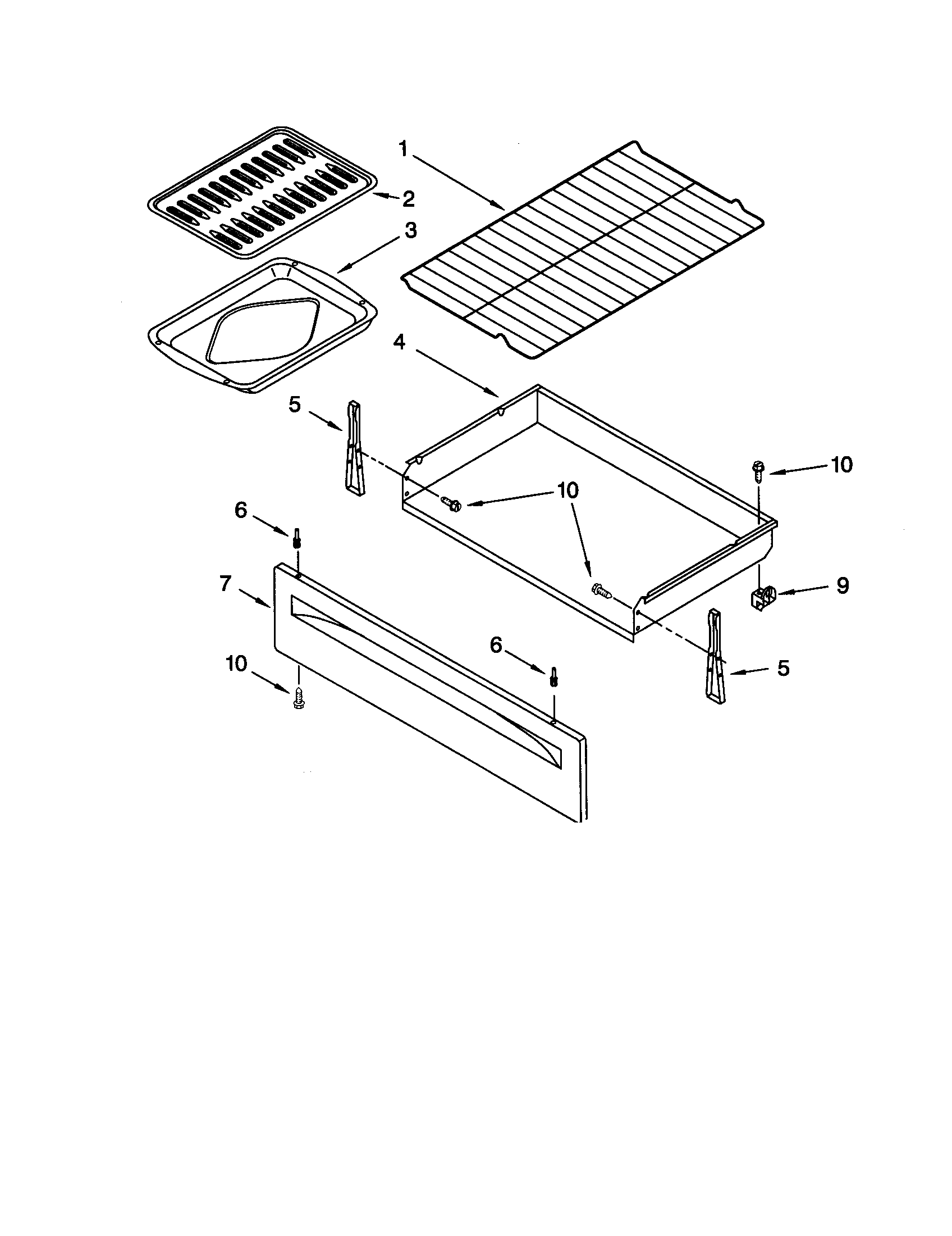 Whirlpool SF377PEGB7 drawer and broiler diagram