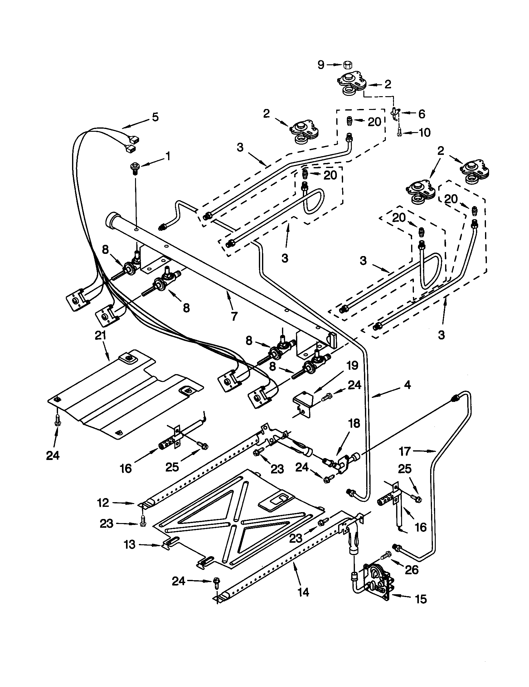 Whirlpool SF365PEGT7 manifold diagram