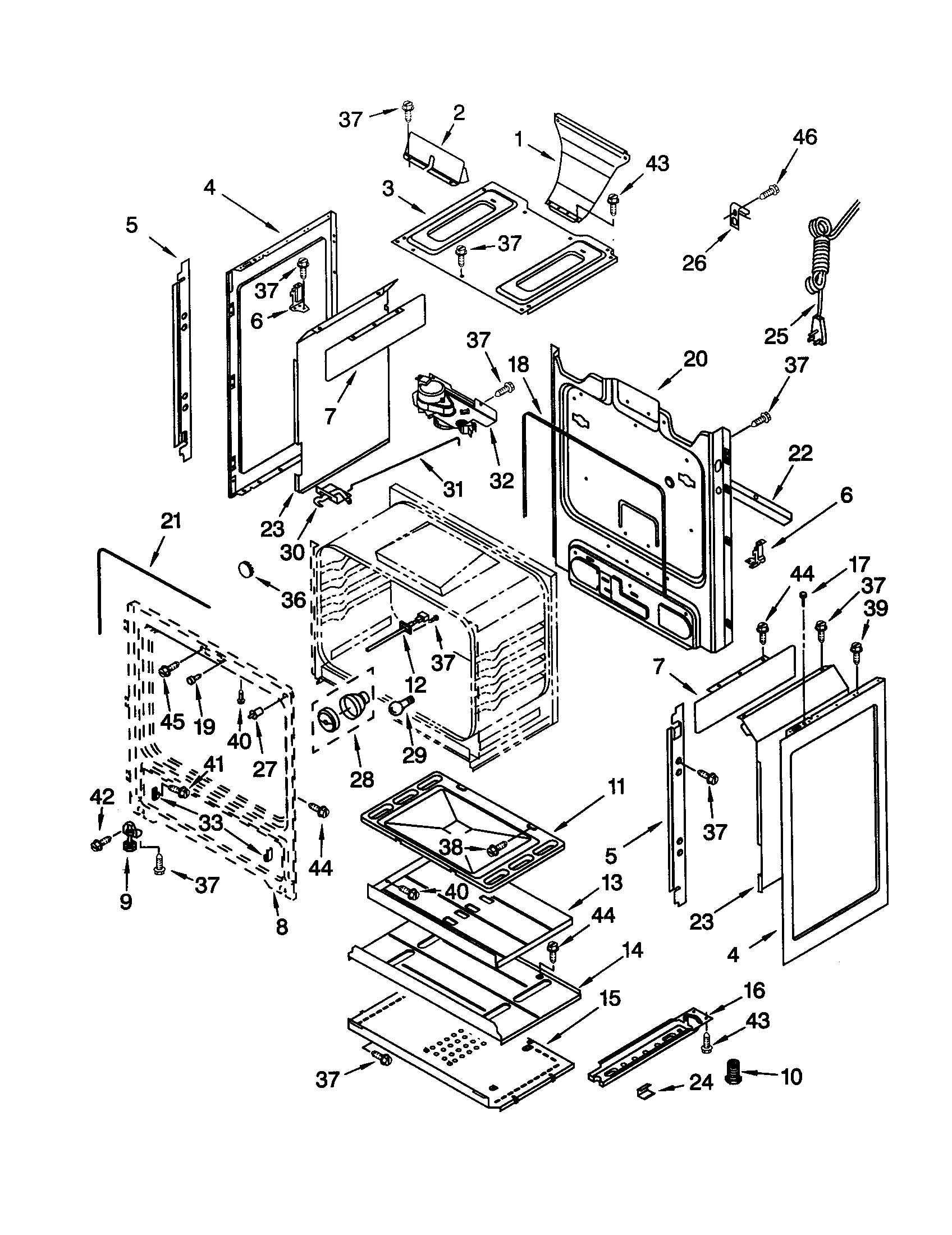 Whirlpool SF365PEGT7 chassis diagram