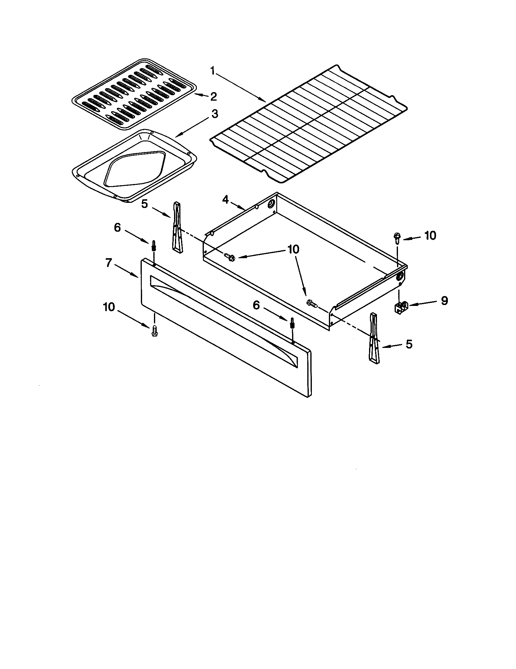 Whirlpool SF365PEGT7 drawer and broiler diagram