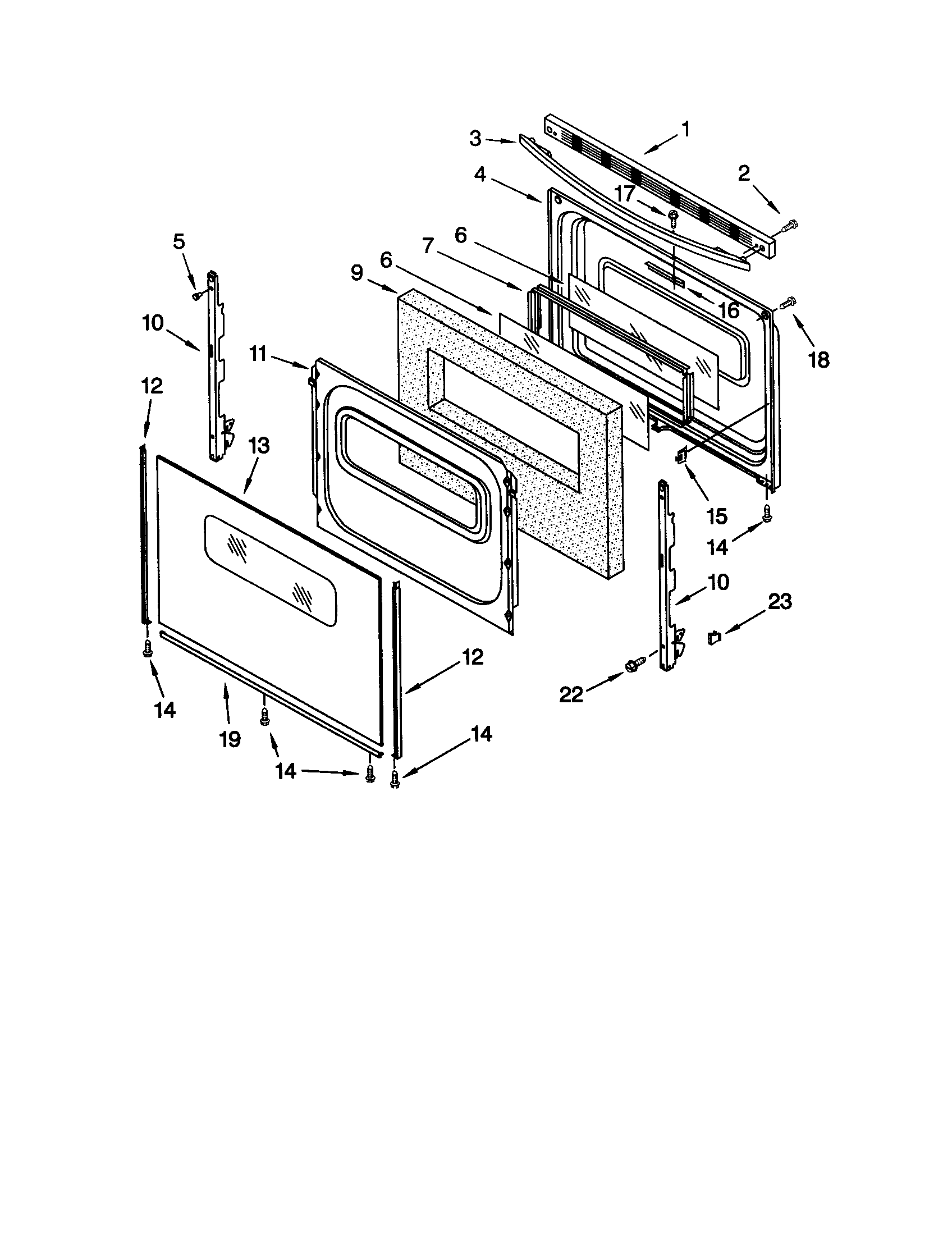 Whirlpool SF365PEGT7 door diagram