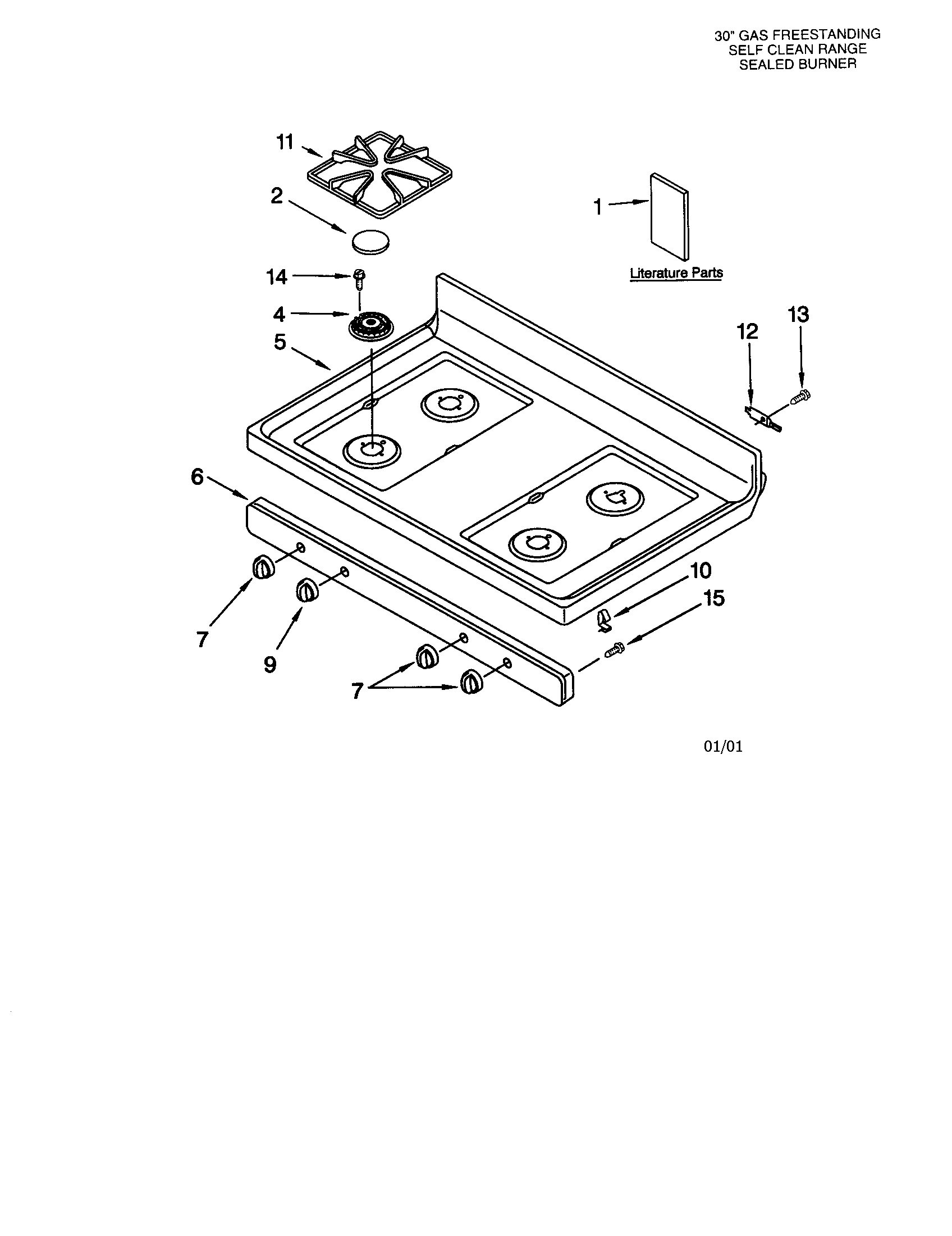 Whirlpool SF365PEGW5 cooktop diagram