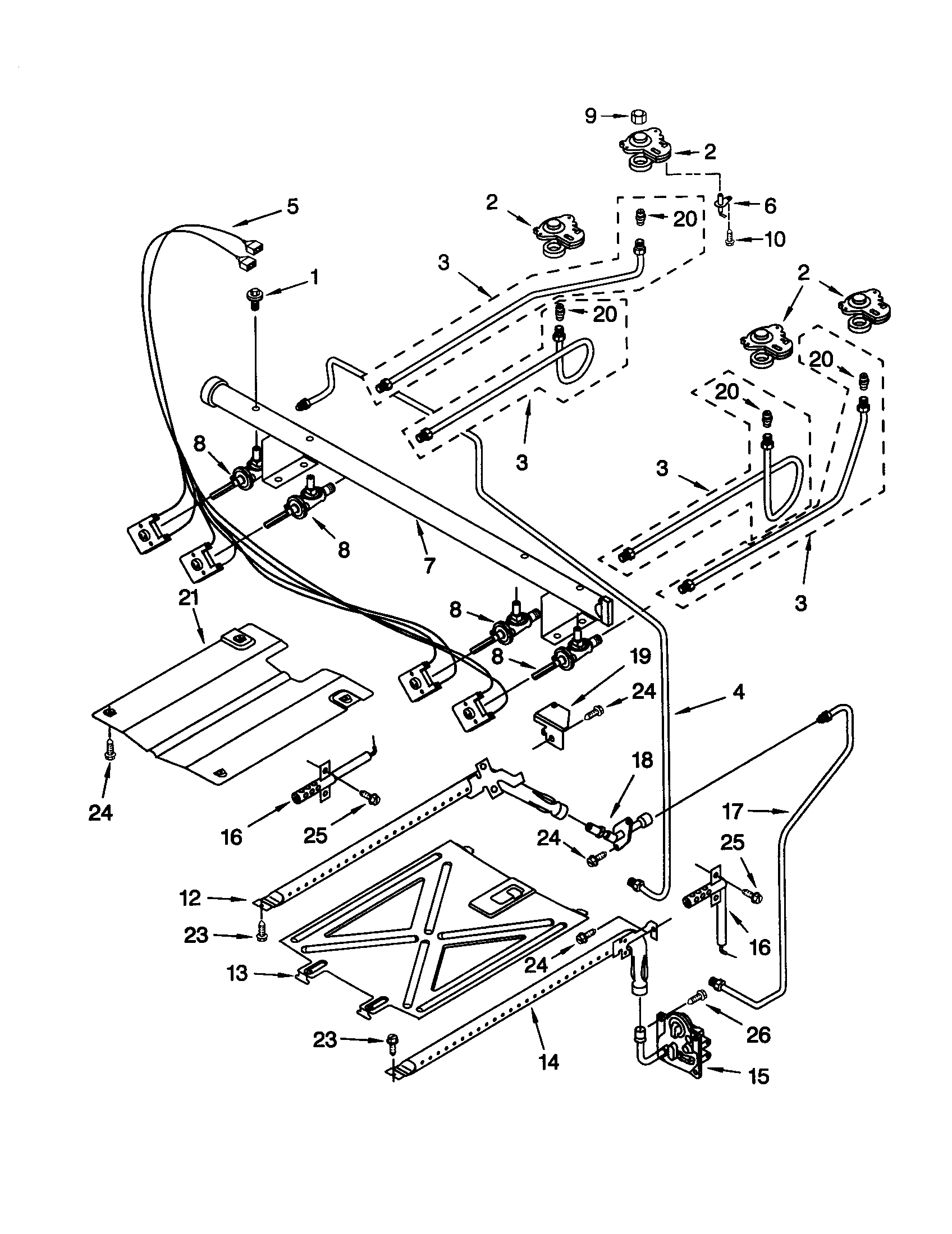 Whirlpool SF365PEGW5 manifold diagram