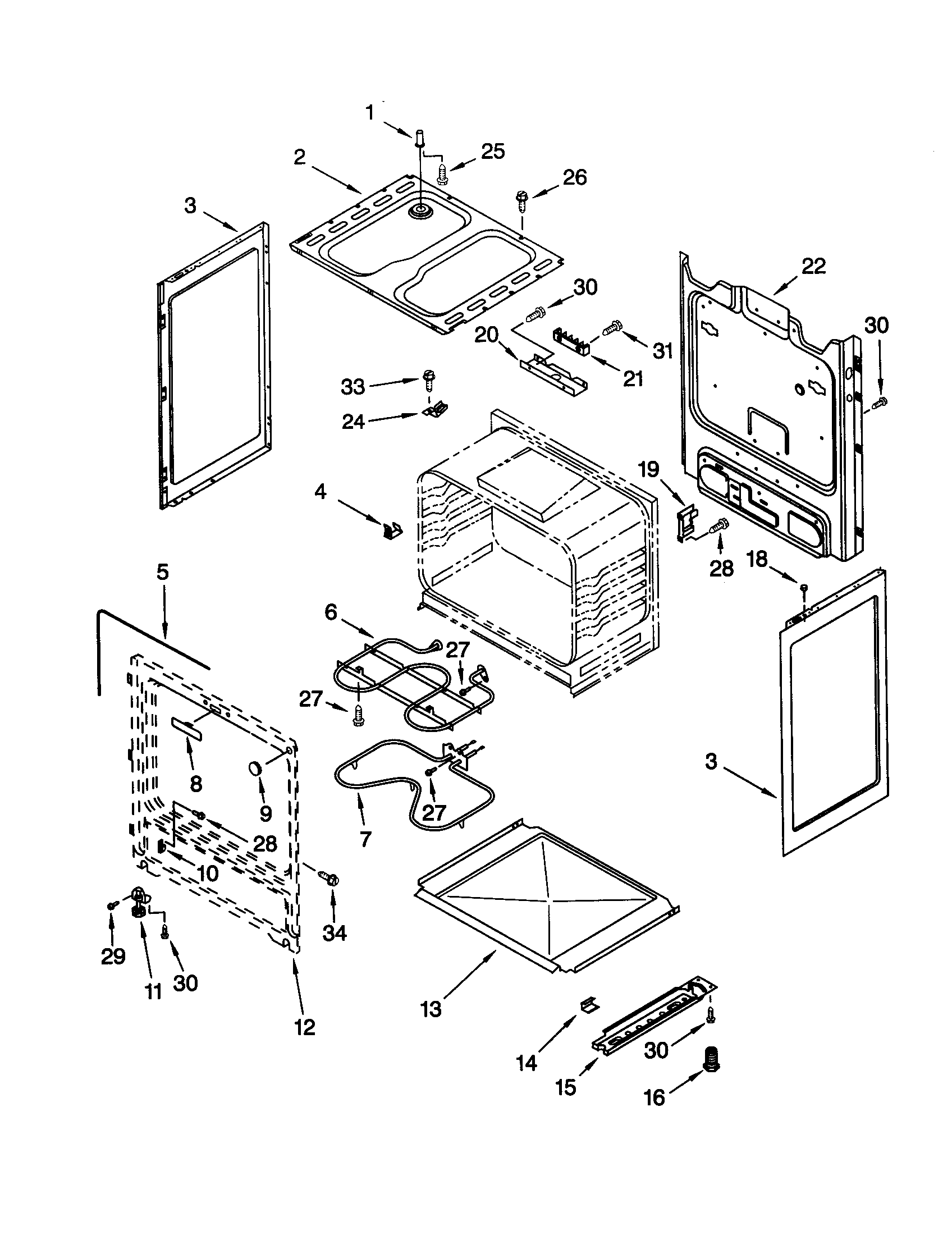 Whirlpool RF302BXGV1 chassis diagram