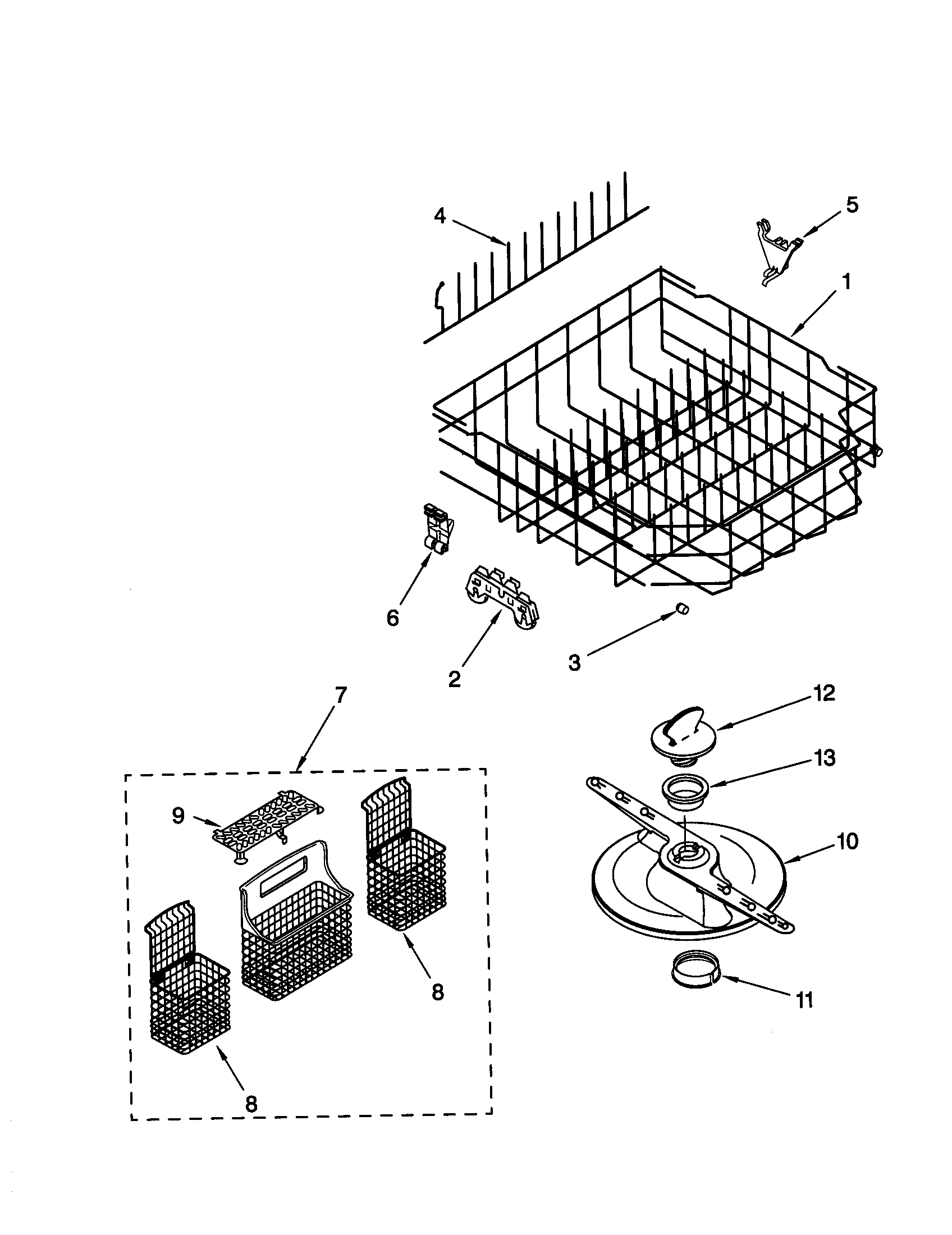 Kenmore 66515737000 lower dishrack diagram