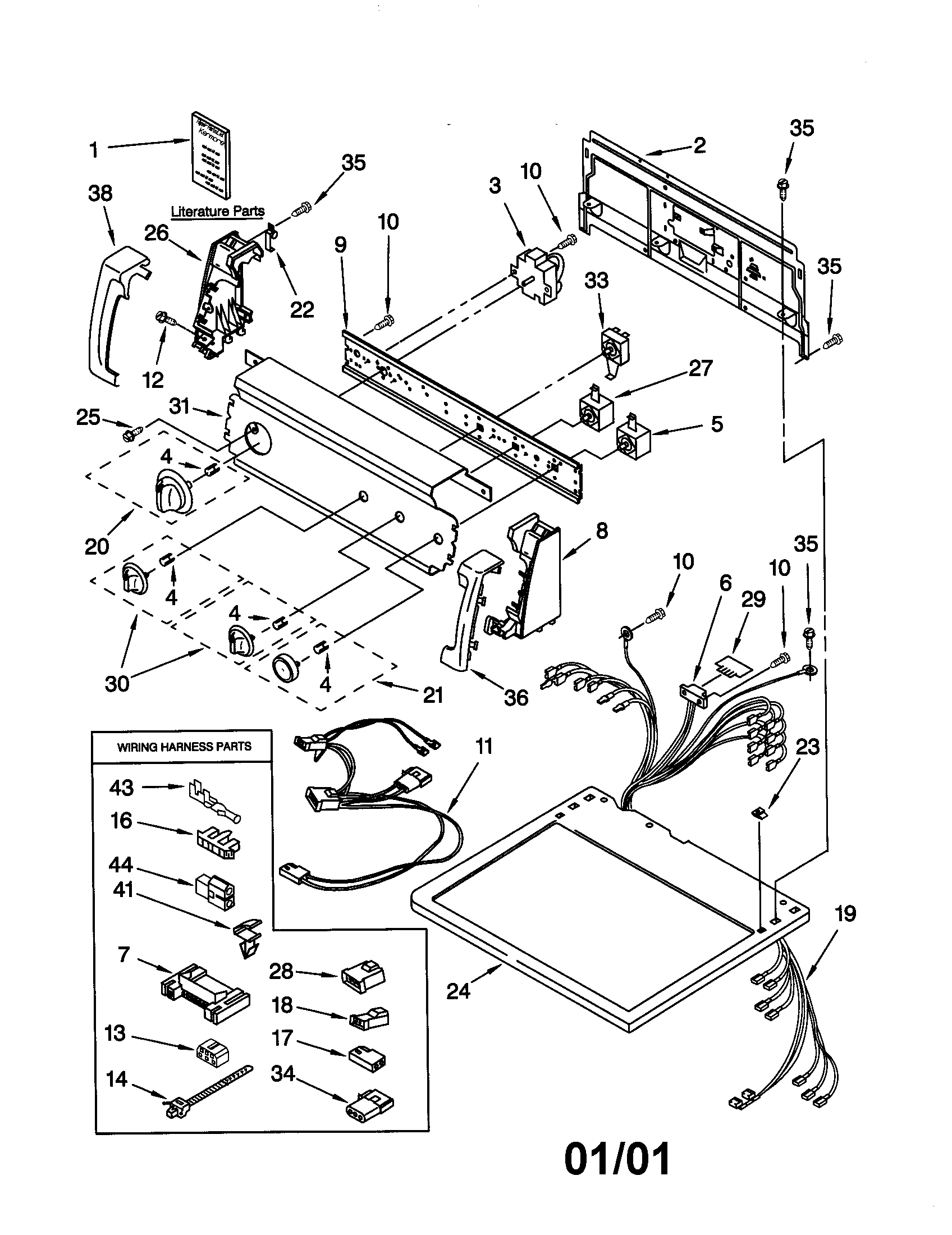Kenmore 11072902100 top and console diagram