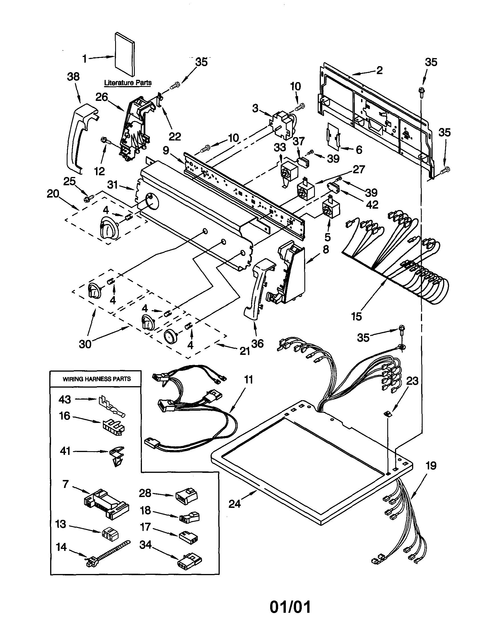 Kenmore 11072932100 top and console diagram