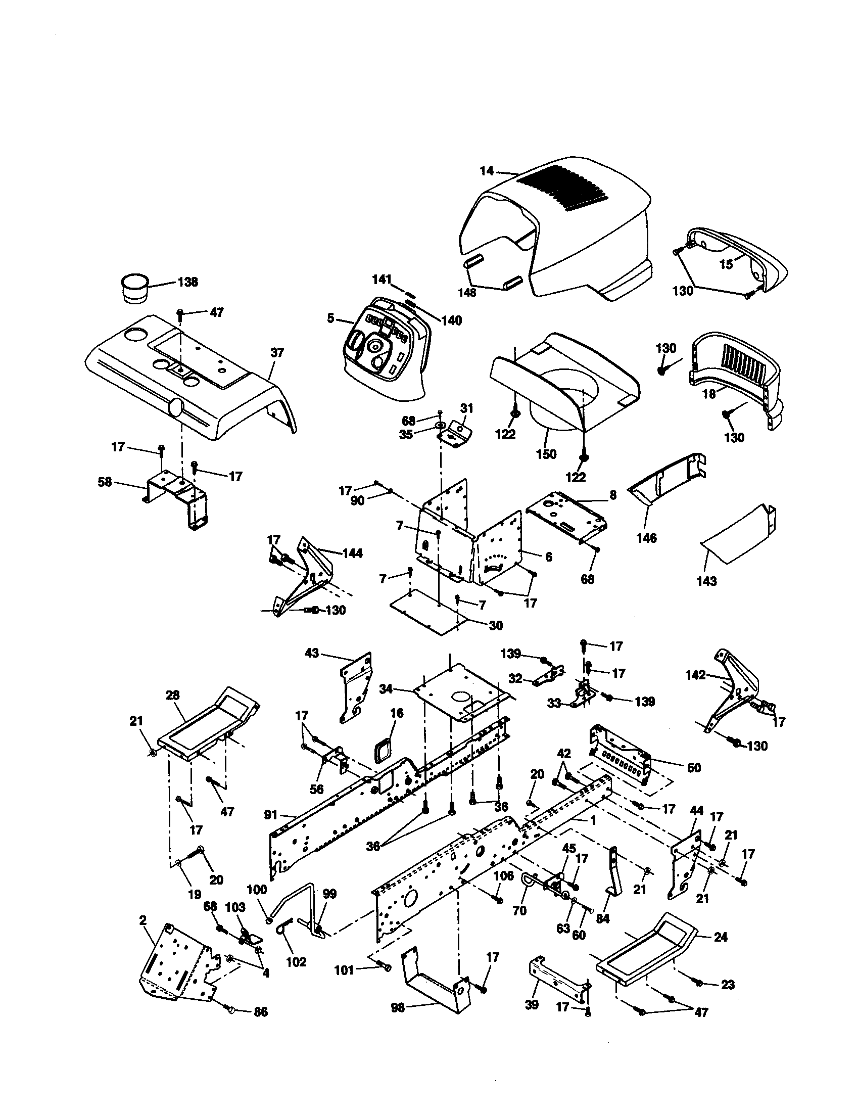 Poulan PRGT22H50A chassis and enclosures diagram