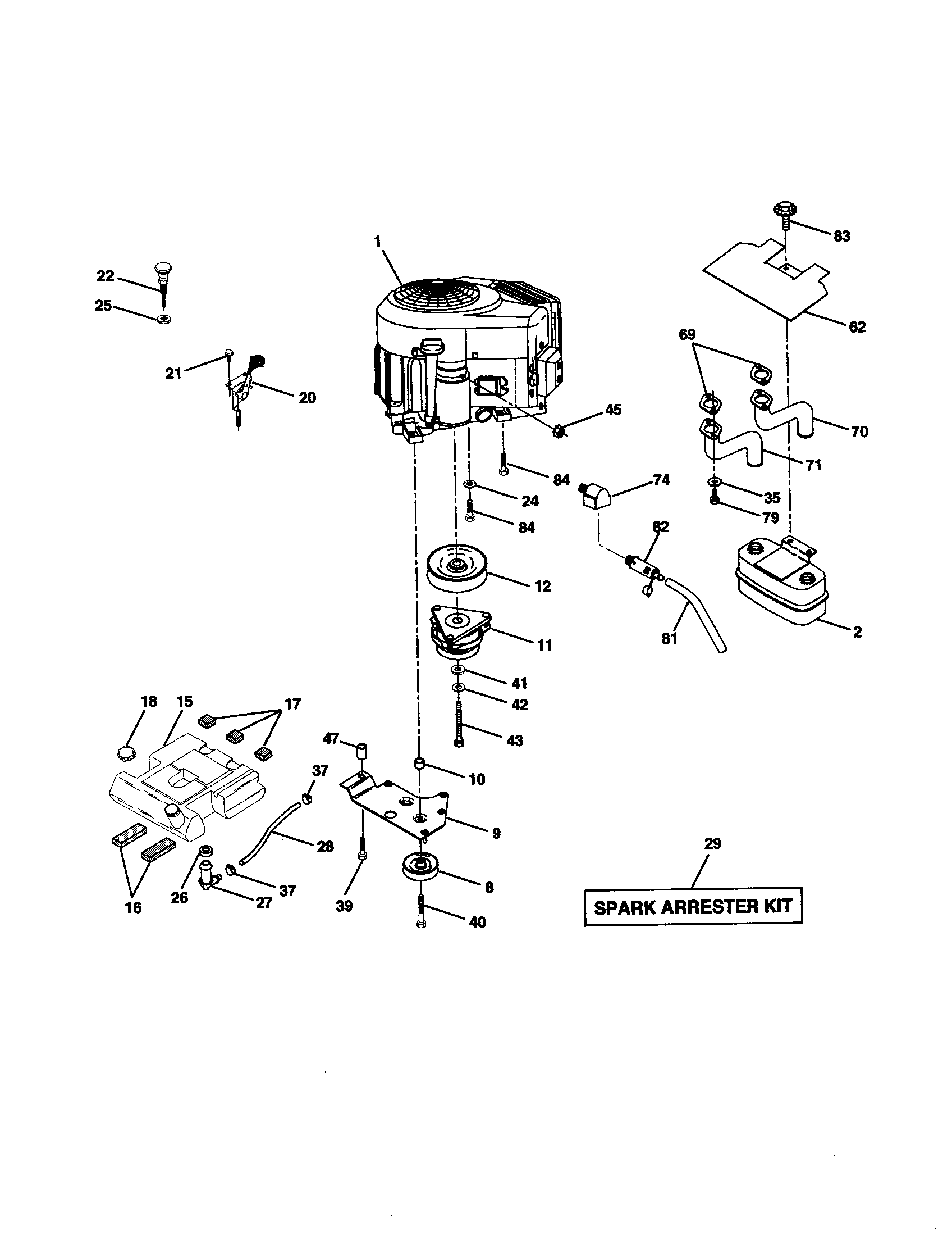 Poulan PRGT22H50A engine diagram