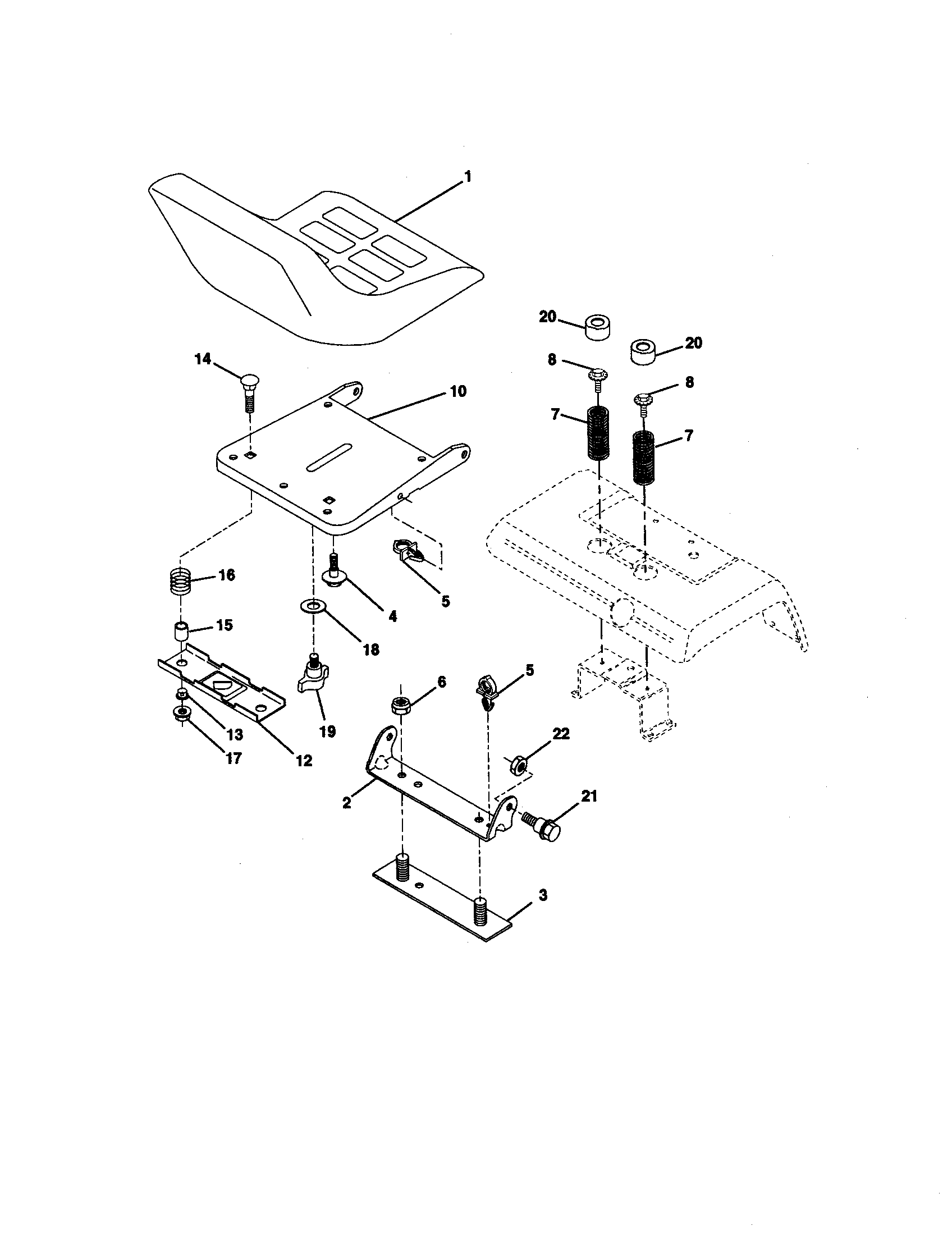 Poulan PRGT22H50A seat assembly diagram