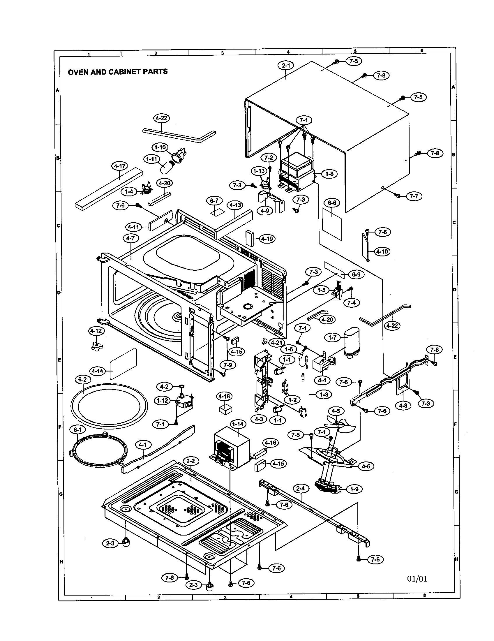 Sharp R-310DW oven and cabinet diagram