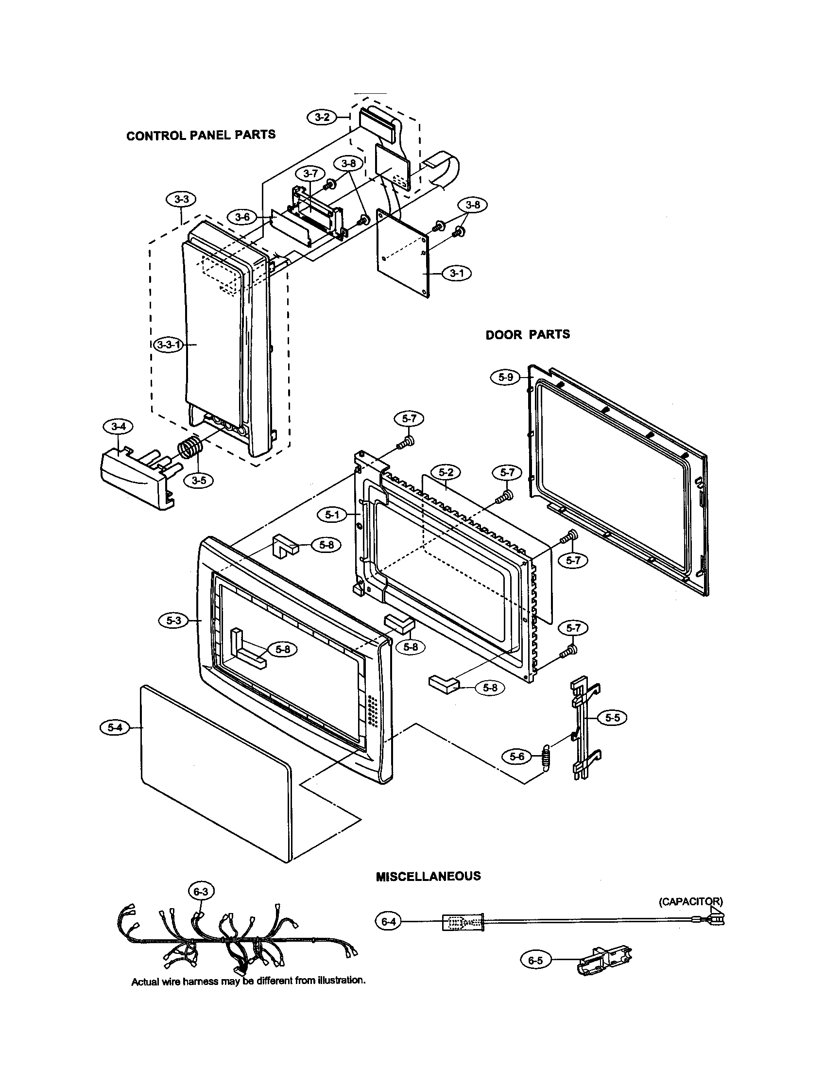 Sharp R-310CK control panel/door/miscellaneous diagram