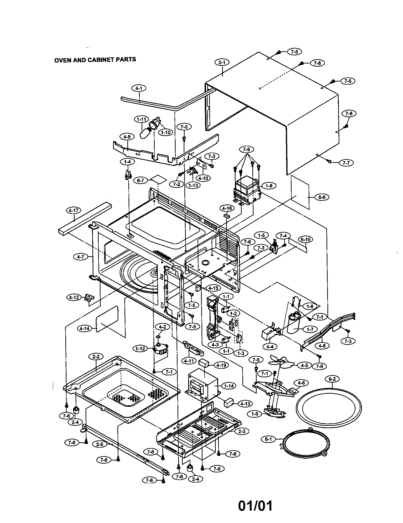 Sharp R-309BW oven and cabinet diagram