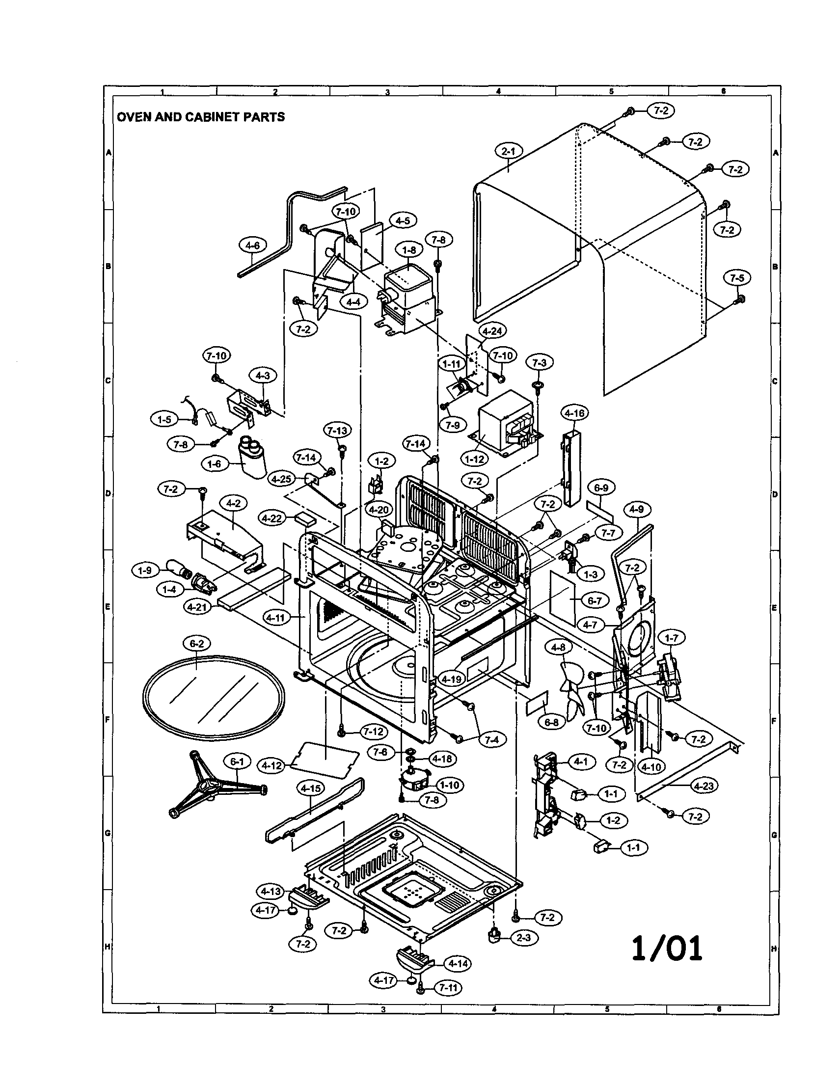 Sharp R-120DK oven and cabinet diagram