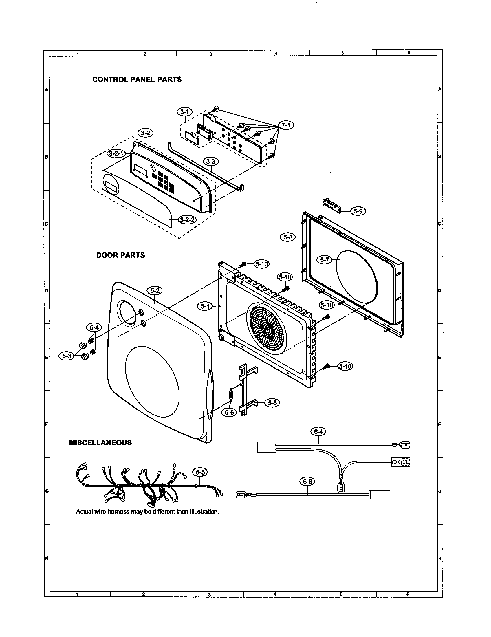 Sharp R-120DR control panel/door/miscellaneous diagram