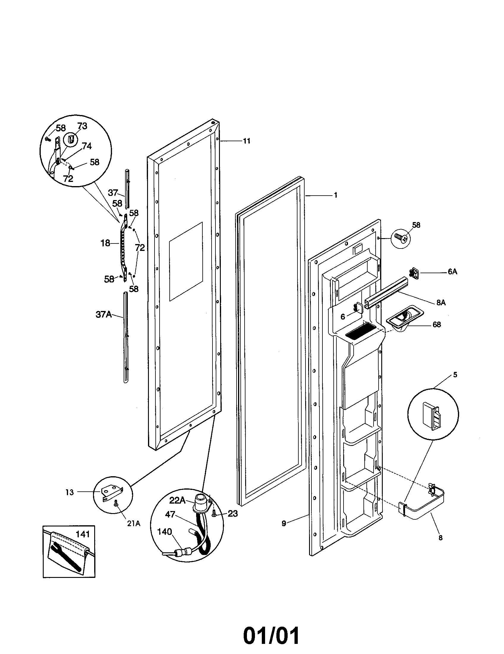 Kenmore 25359682994 freezer door diagram