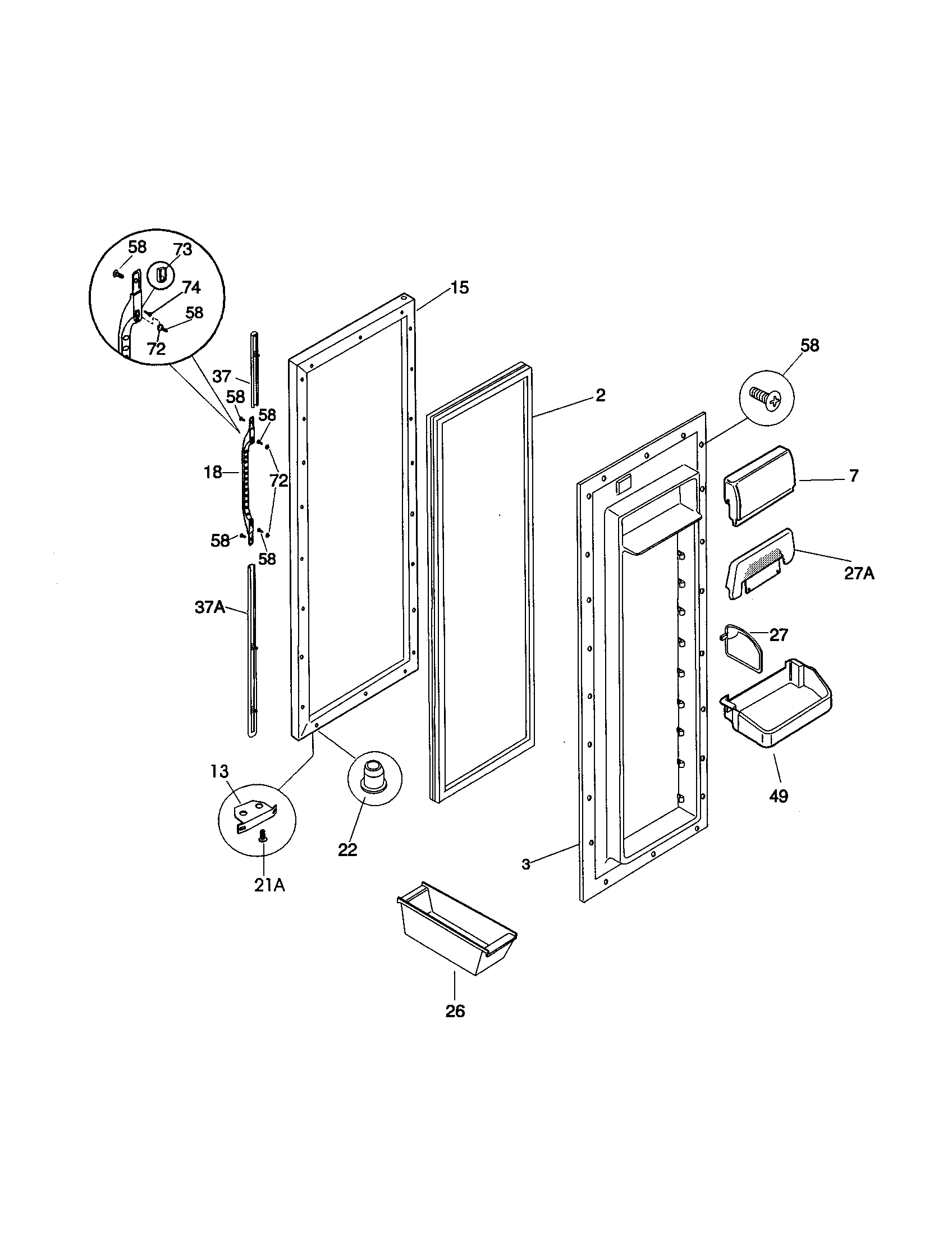 Kenmore 25359682994 refrigerator door diagram