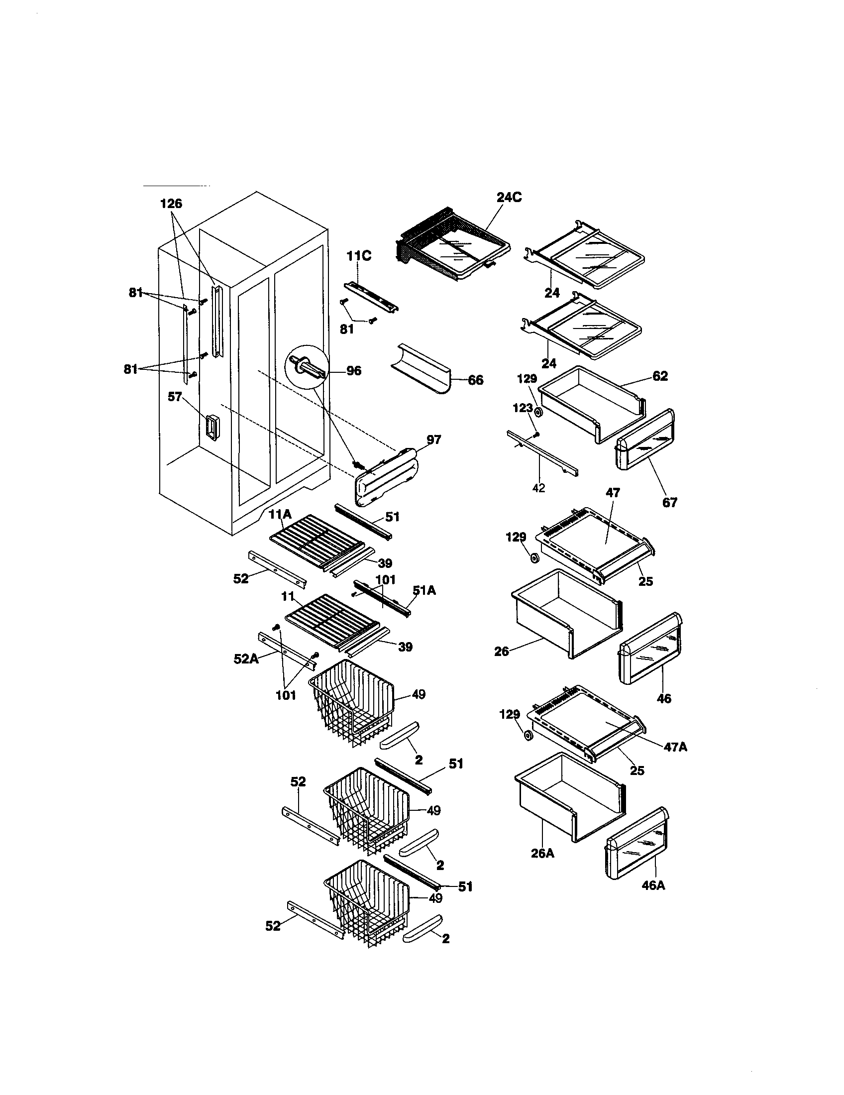 Kenmore 25359682994 shelves diagram