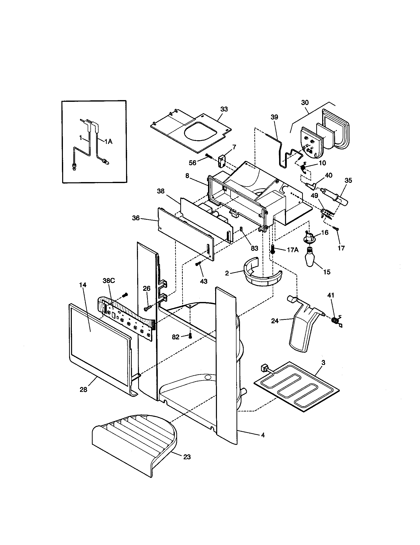 Kenmore 25359682994 dispenser, ice diagram