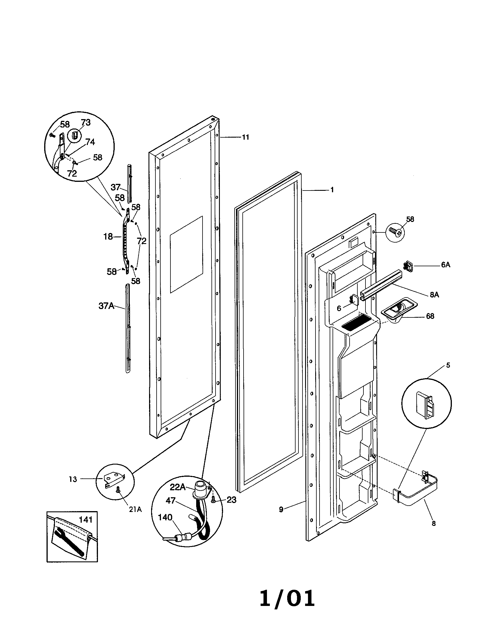 Kenmore 25350682002 freezer door diagram
