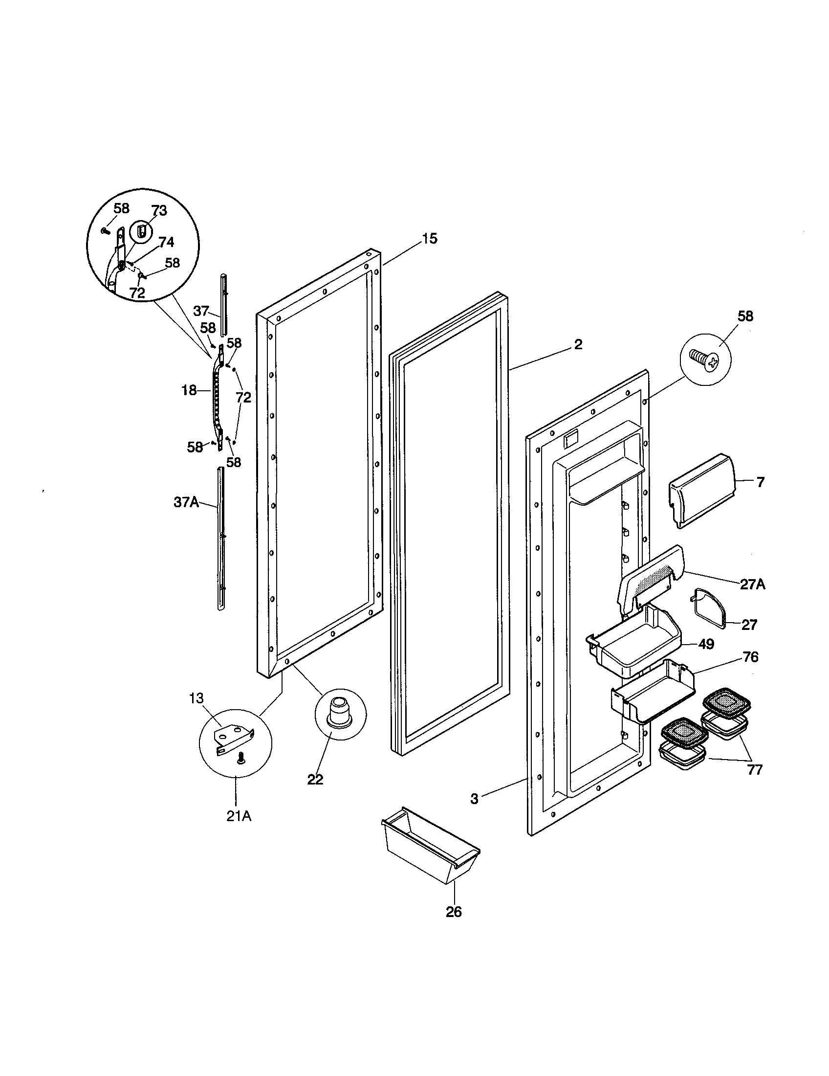 Kenmore 25350682002 refrigerator door diagram